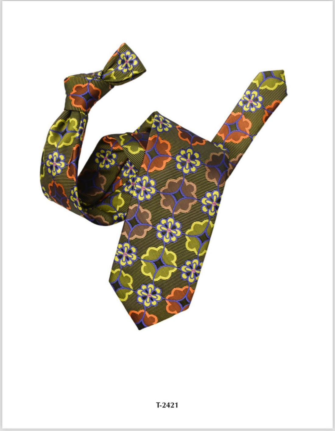 Orange Label printed silk tie - green/light blue