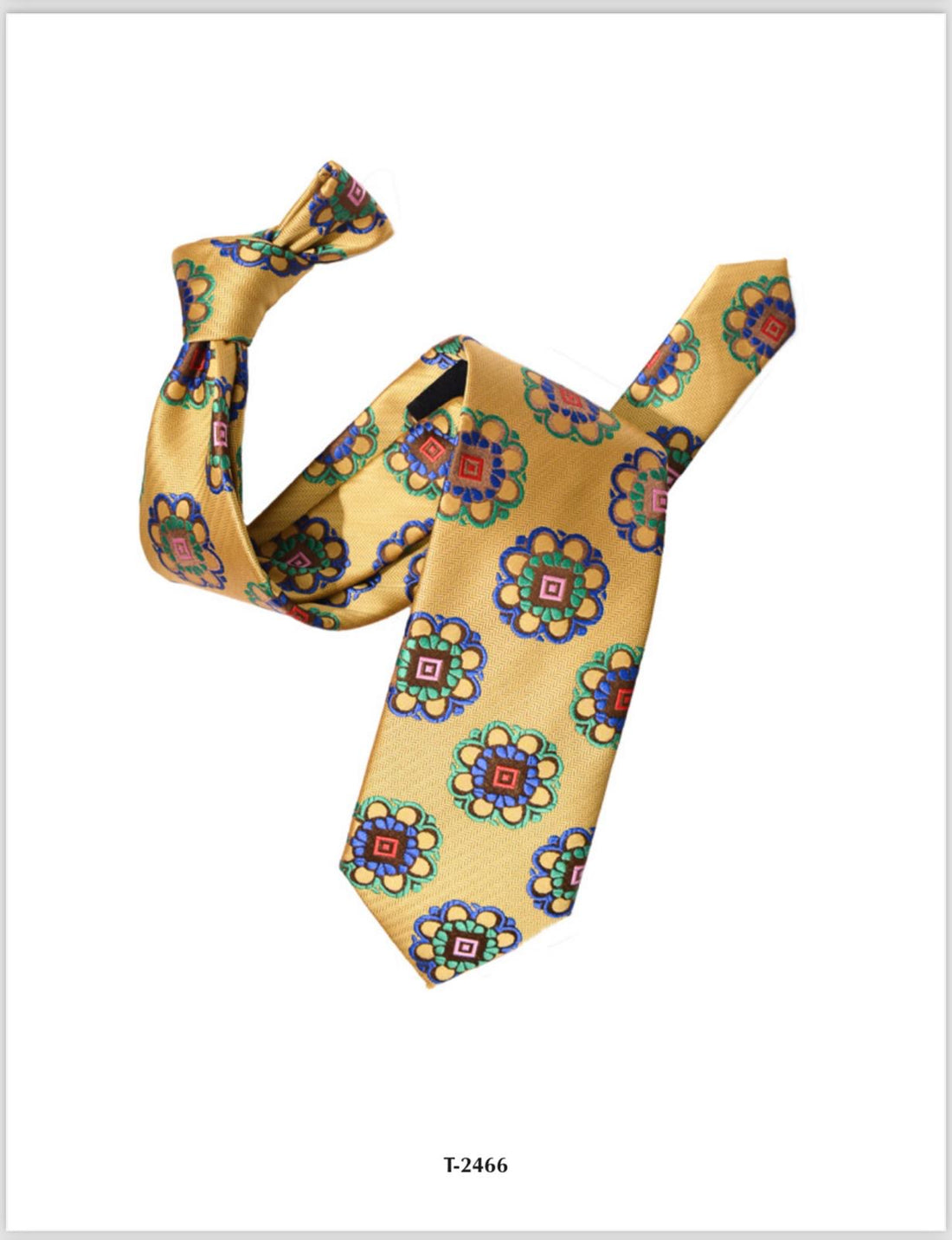 Yellow & Red Floral Medallion Silk Necktie