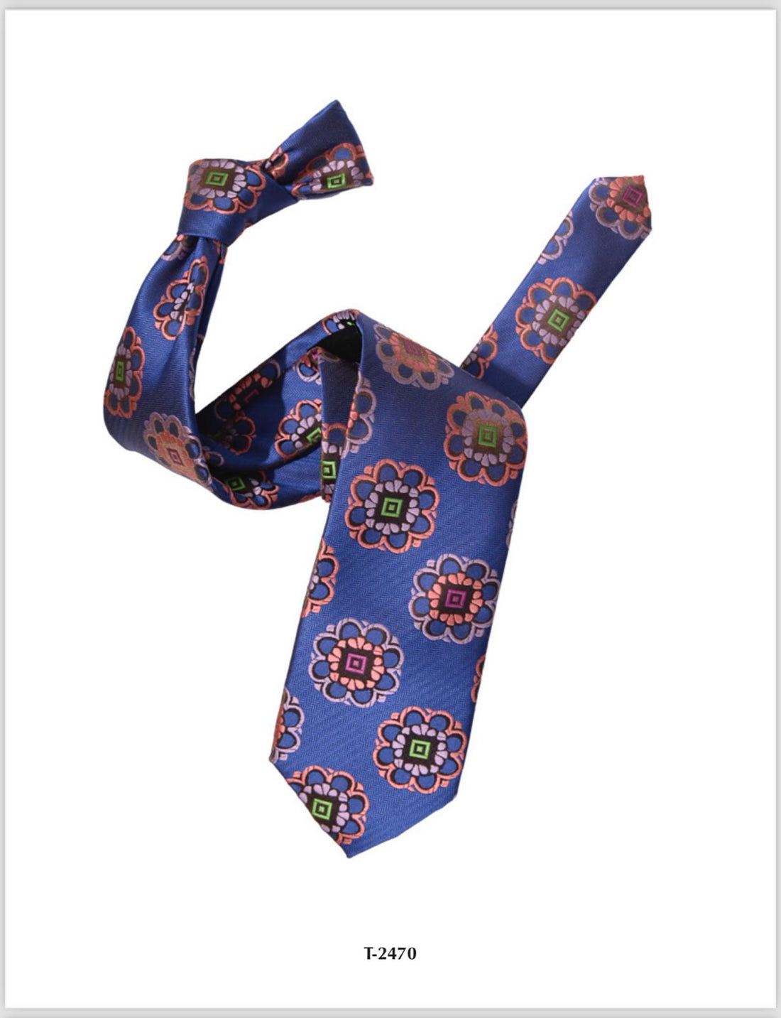 Men's Orange Circle Medallion Silk Tie