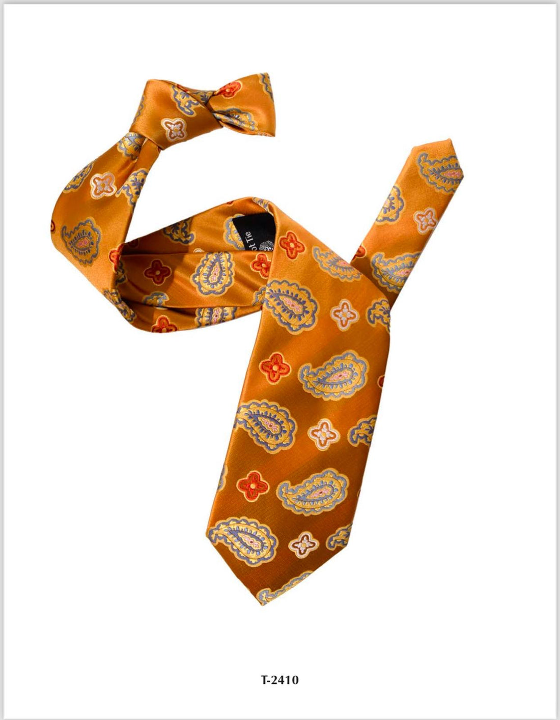Orange Paisley Zipper Tie - Necktie