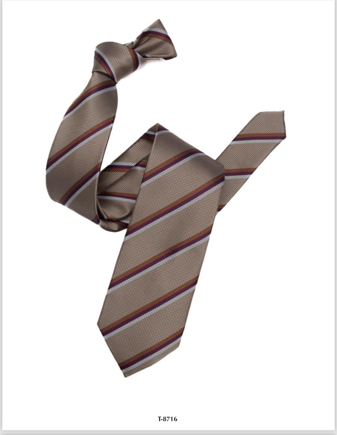 Mens Colorful Striped Brown Pattern Silk Business Necktie