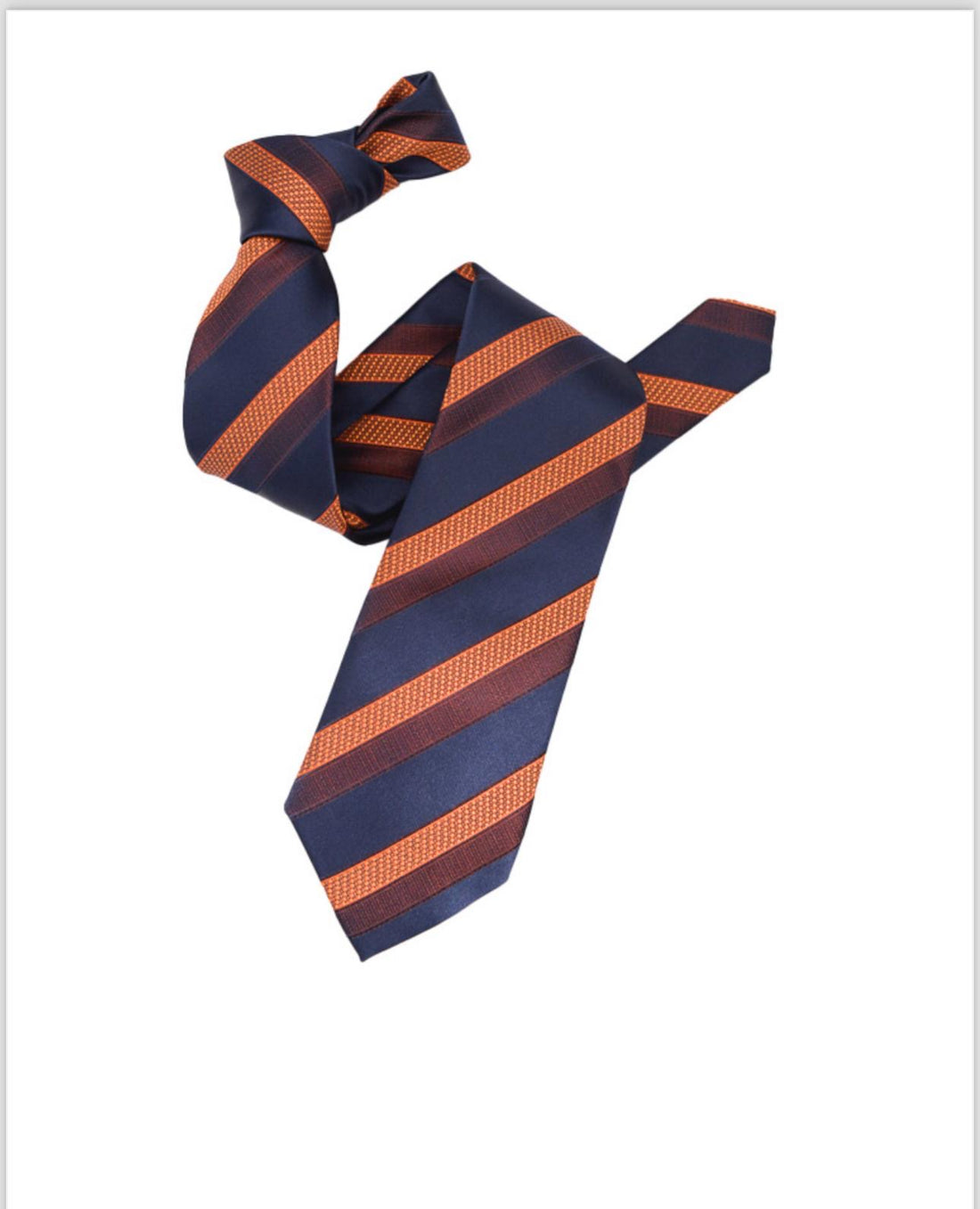 Navy Blue Skinny Tie with Striped Brown Casual Ties for Men