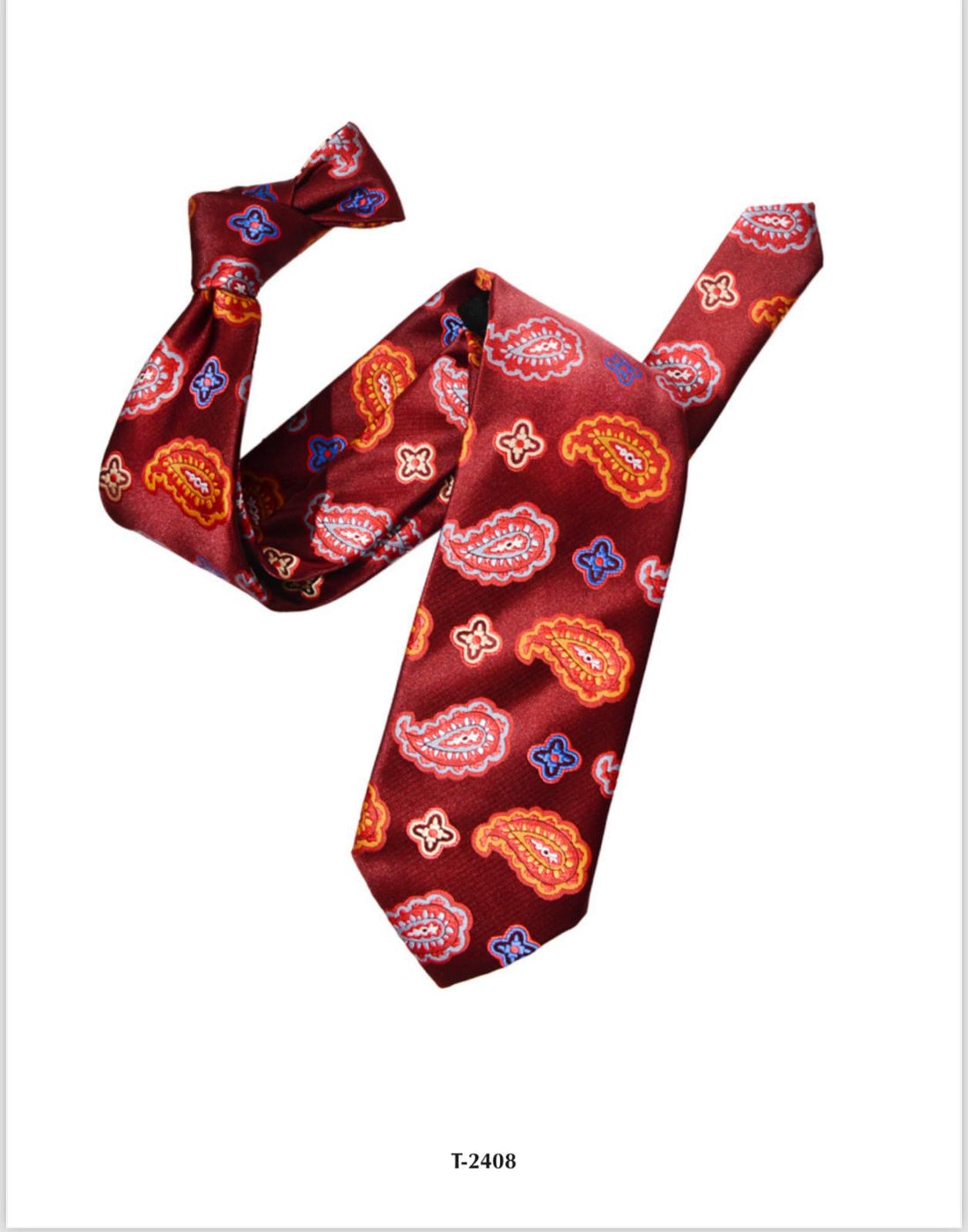 Orange Paisley Rayon Twill & Brocade Tie