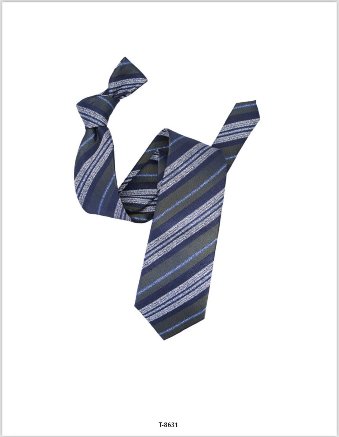 Navy/Green Striped Italian Silk Tie & Pocket Square Set