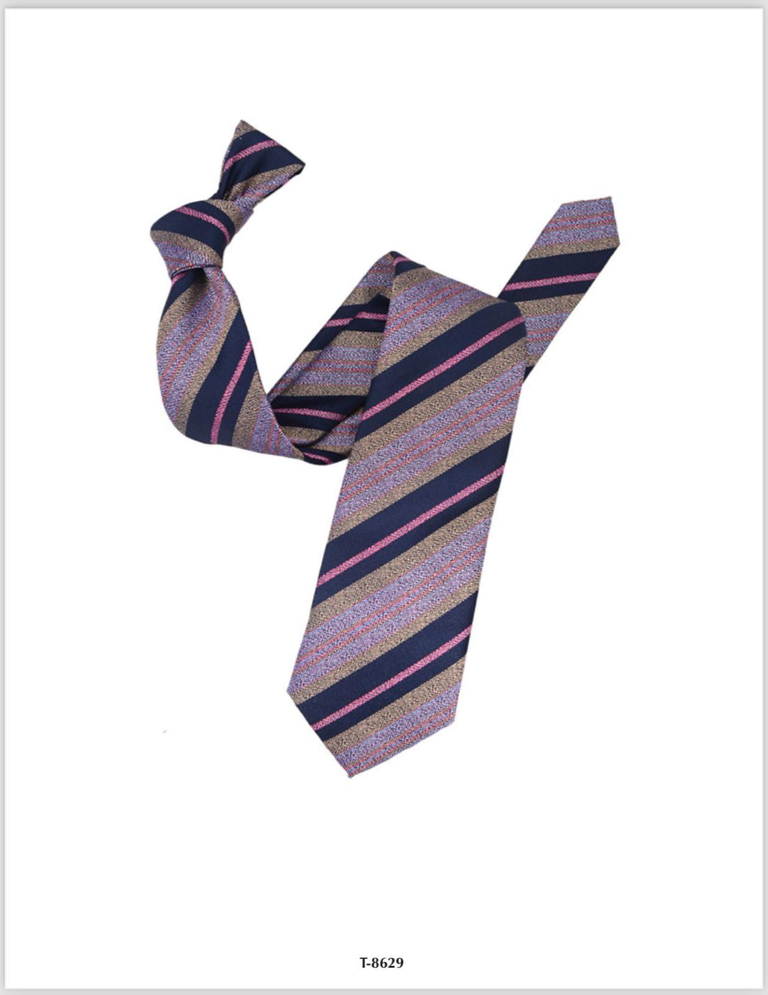 Men's Navy Striped Italian Silk Tie & Pocket Square Set