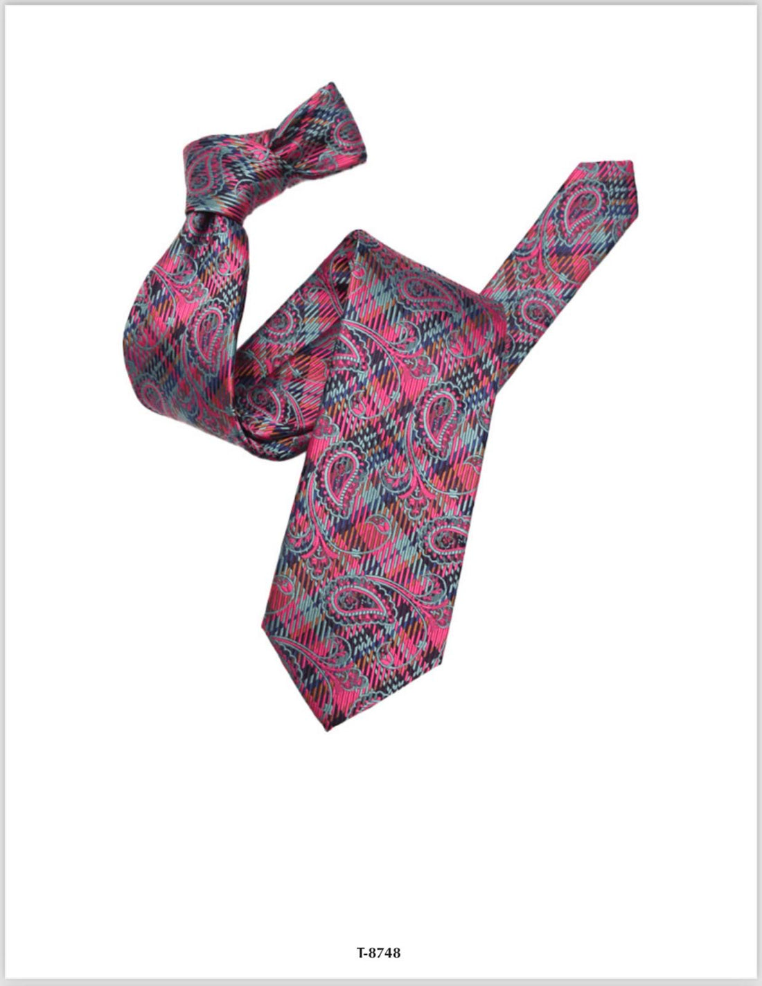 Unique Printed Paisley Pink Grey Themed Necktie
