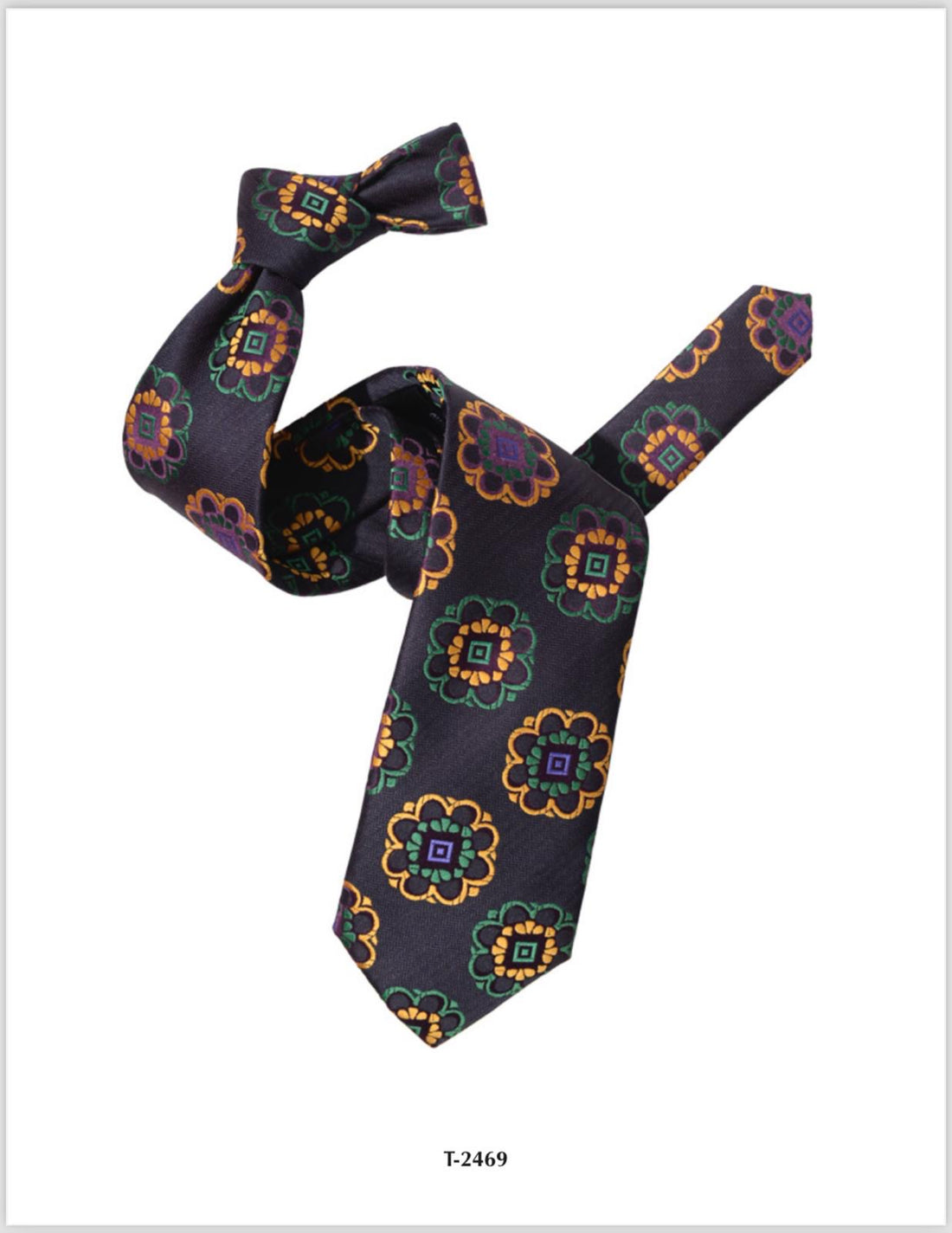 Printed Silk Floral Medallion Tie