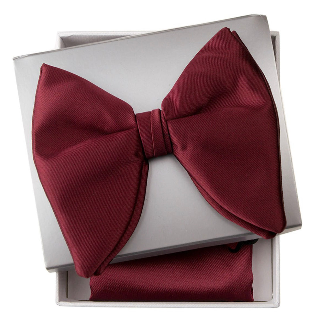 Connaisseur - Wine Burgundy silk blend Butterfly Bow Tie with pocket square