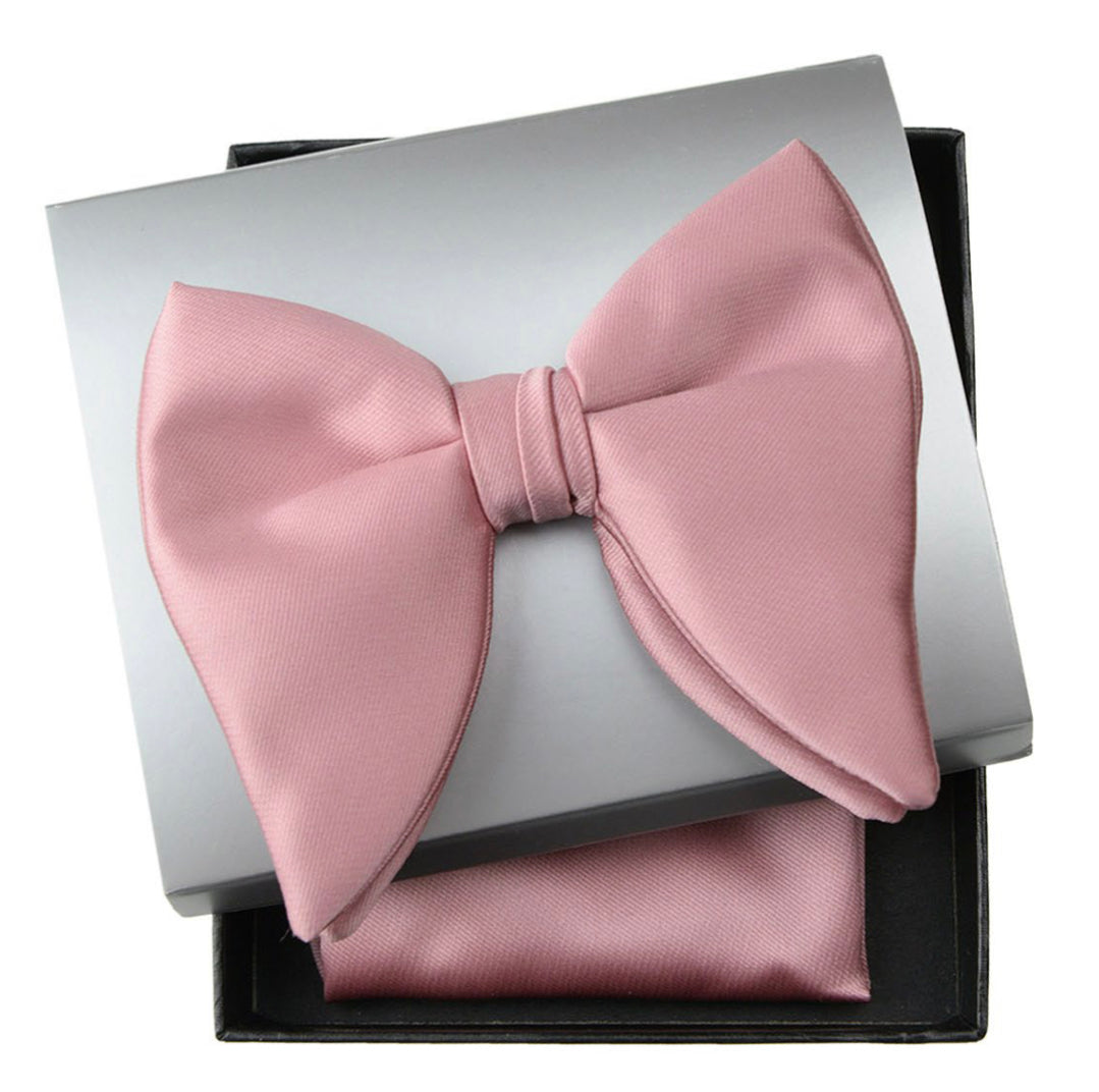 Connaisseur - Pink Rose gold Silk blend Butterfly Bow Tie with pocket square