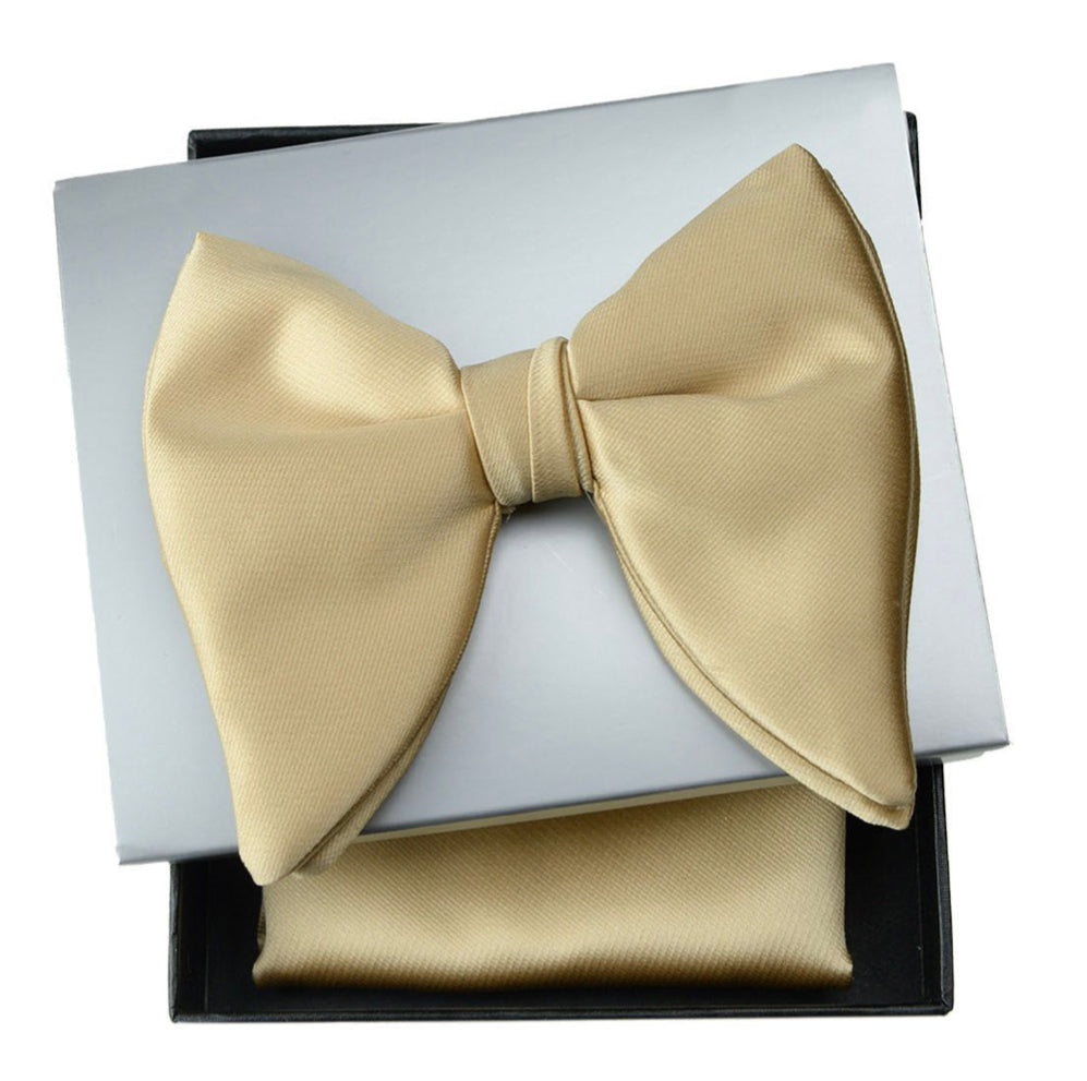 Connaisseur - Gold Silk blend Butterfly Bow Tie with pocket square