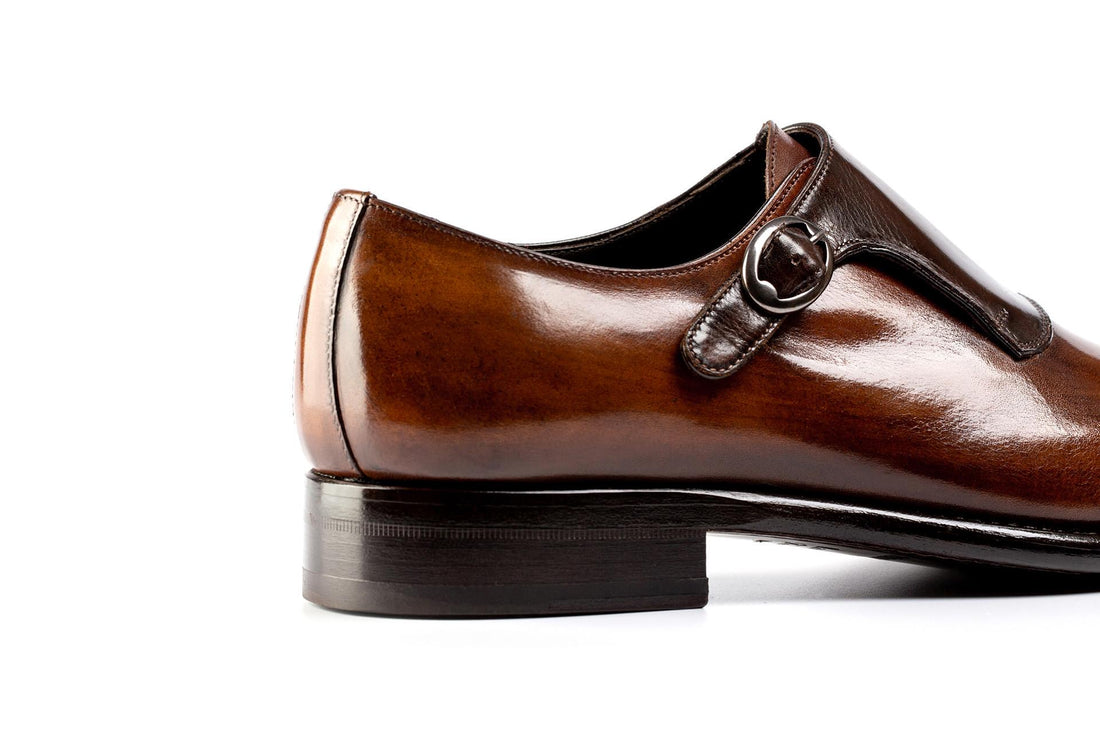 Terracciano - Brown cognac single monk strap dress shoes