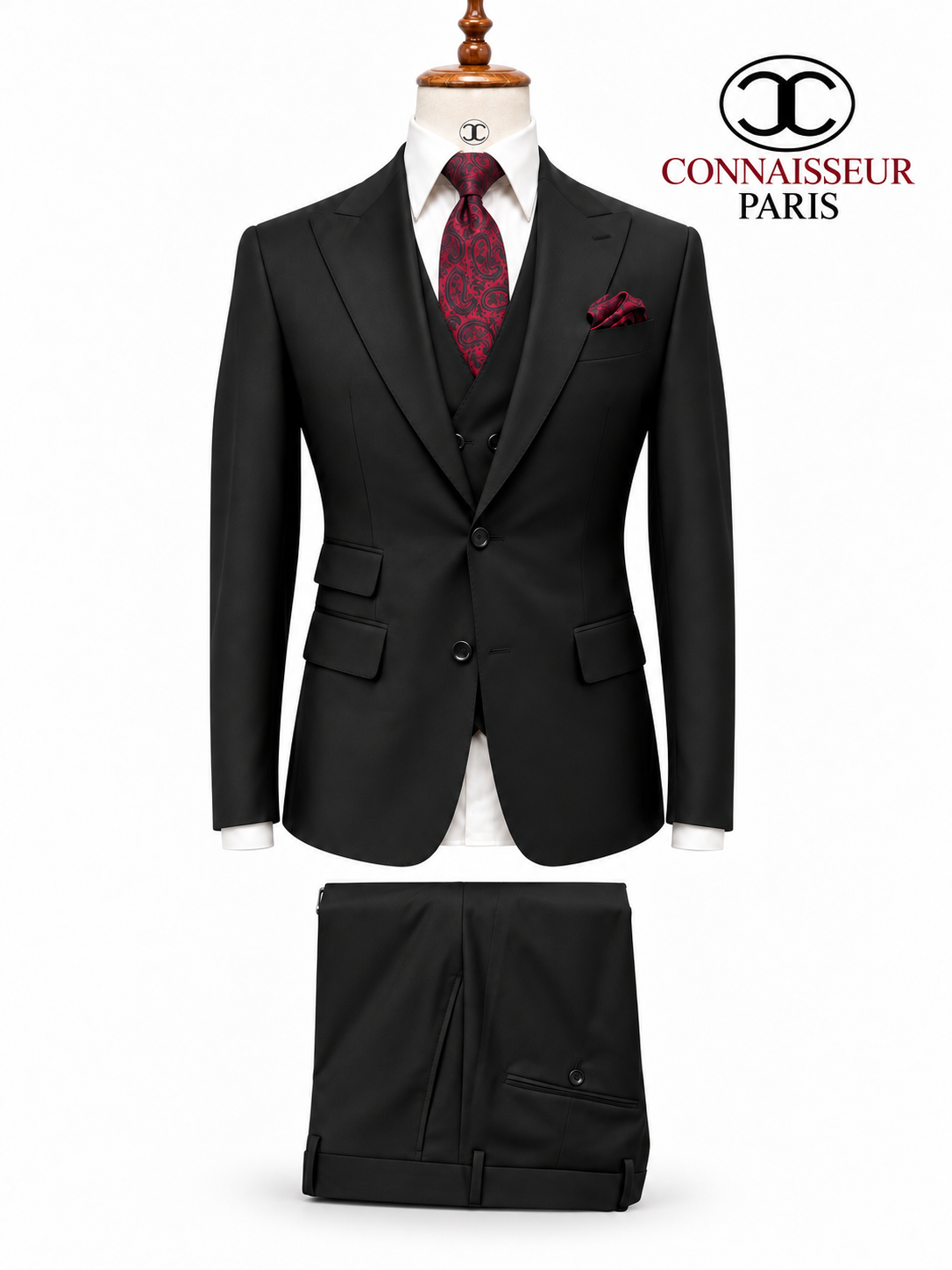 Lanificio Connaisseur - Forest Green 3-piece slim fit suit with double breasted V vest