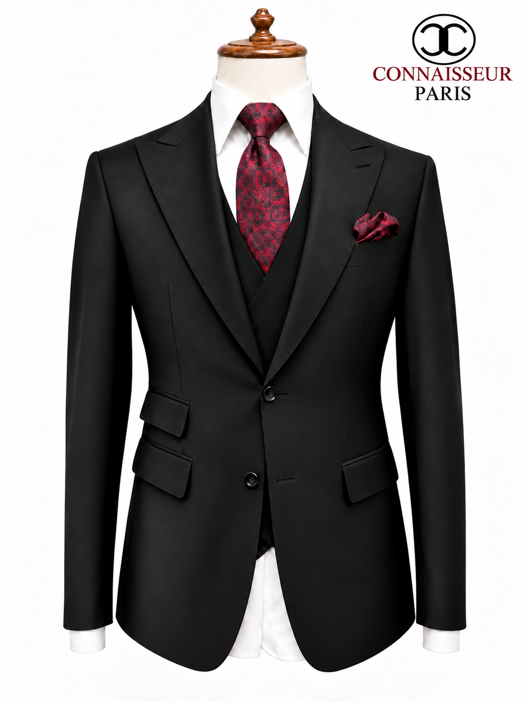 Lanificio Connaisseur - Forest Green 3-piece slim fit suit with double breasted V vest
