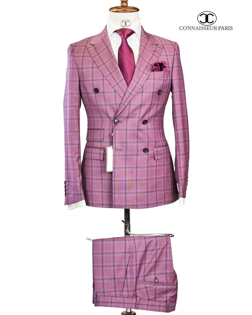 Cerutti - Purple windowpane double breasted 2-piece slim fit suit