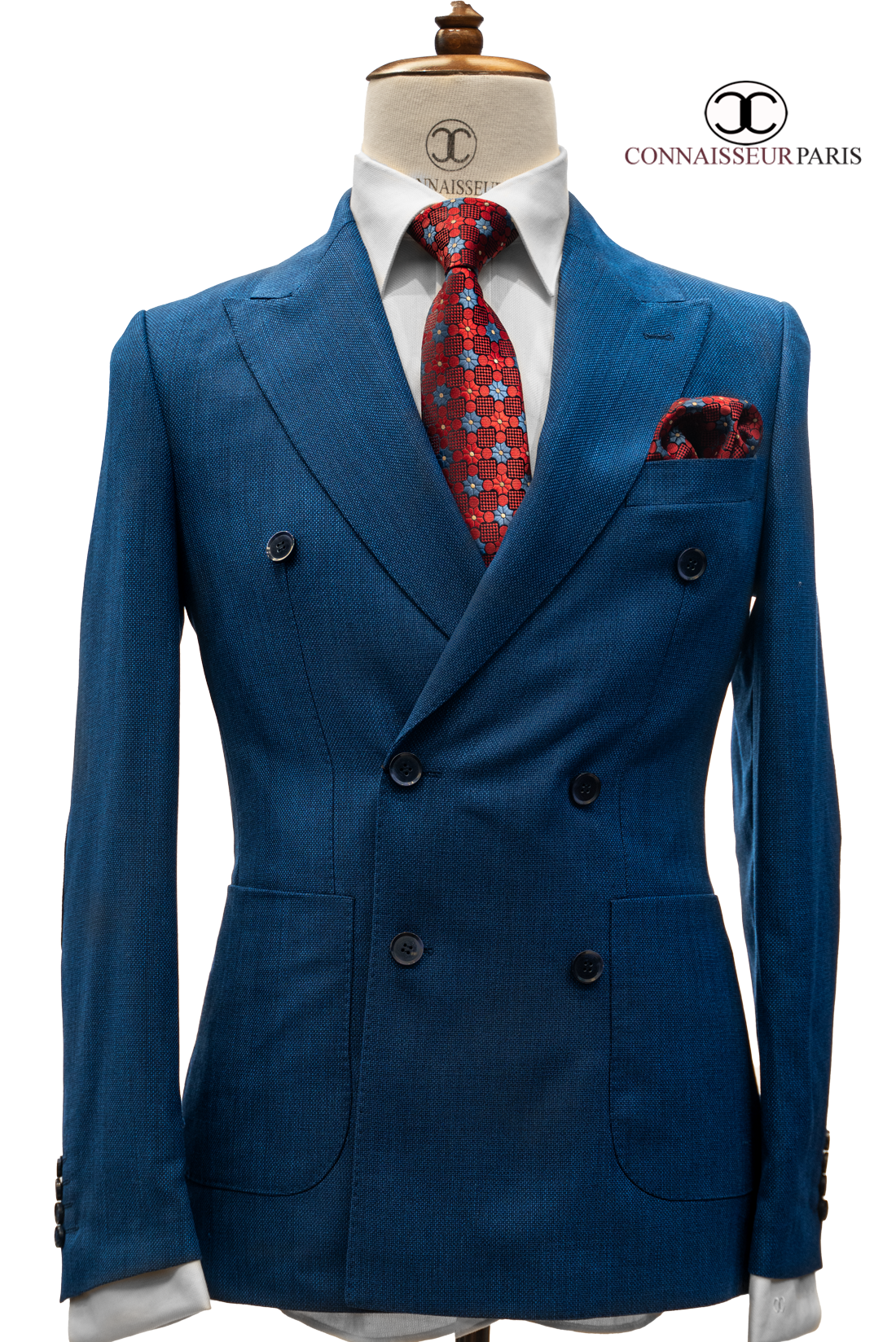 Vercelli - Blue Patch Pocket Elbow Patch Tweed Double Breasted Slim Fit 2-Piece Suit