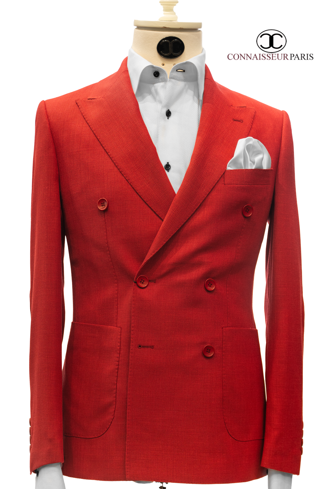 Vercelli - Red Patch Pocket Elbow Patch Tweed Double Breasted Slim Fit 2-Piece Suit