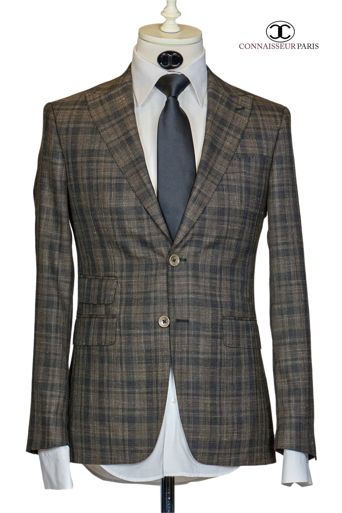 Vitale Barberis - Brown with grey and black plaid slim fit suit