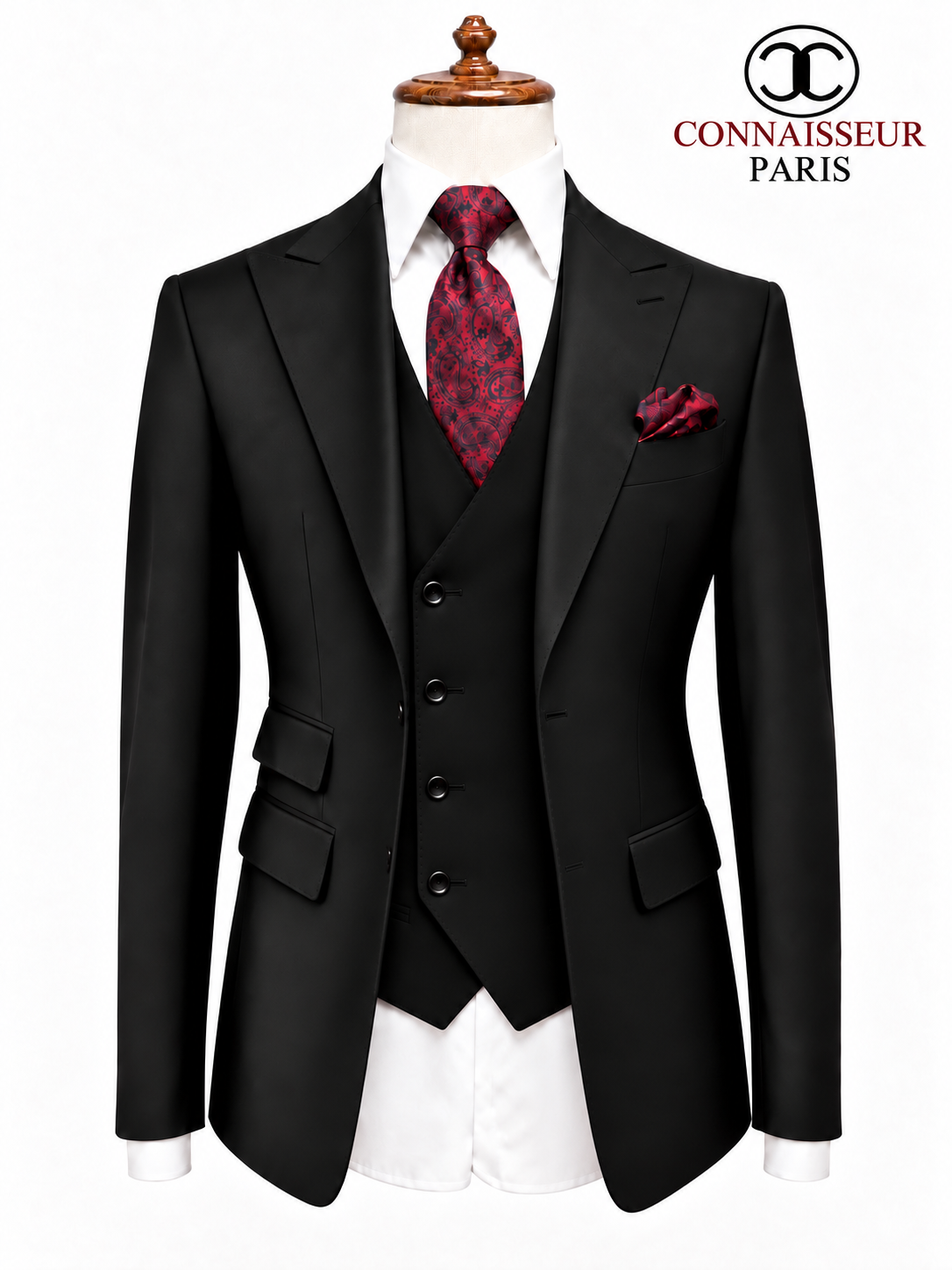 Lanificio Connaisseur - Forest Green 3-piece slim fit suit with double breasted V vest