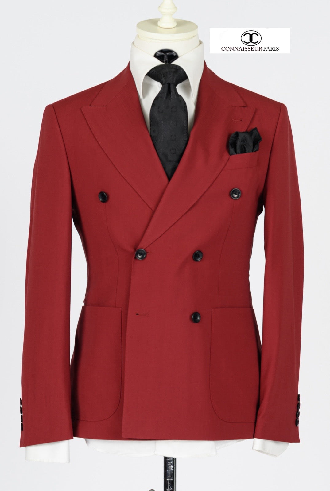 Lanificio Connaisseur - Red double breasted slim fit 2-piece suit with patch pockets and wide lapel