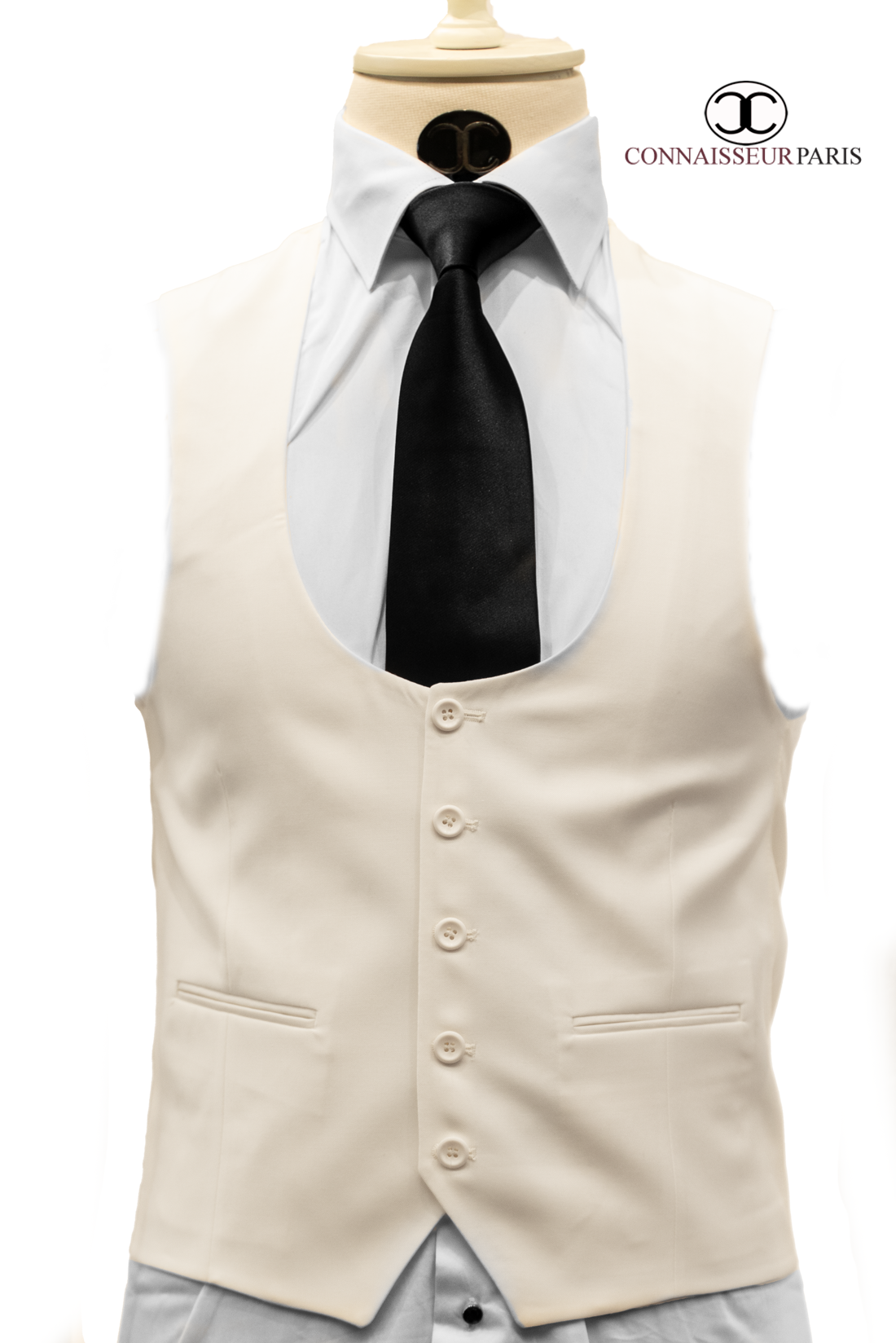 Connaisseur - Cream White 3-Piece Slim Fit Suit