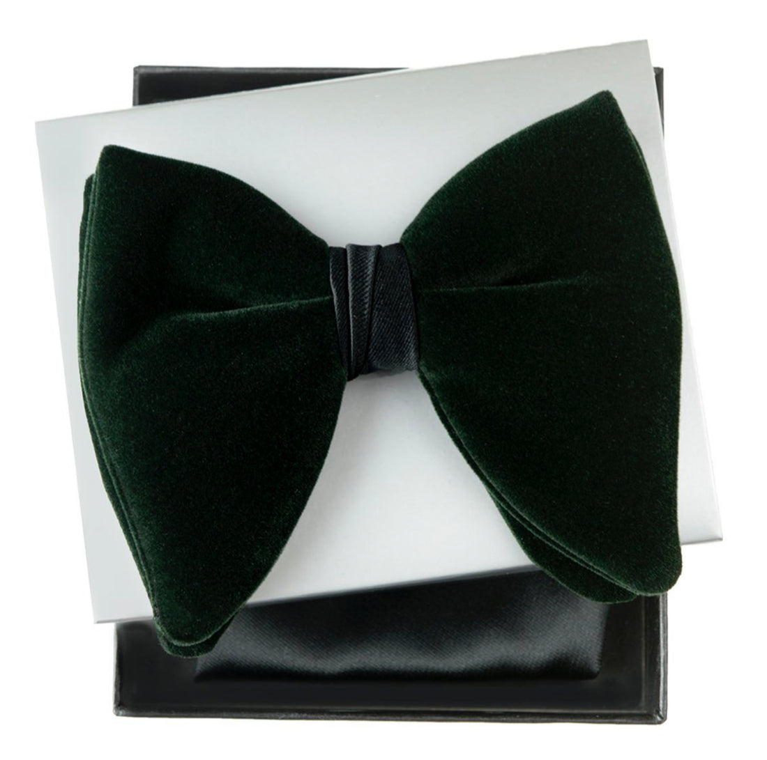 Connaisseur - Forest Green Velvet Butterfly Bow Tie with pocket square