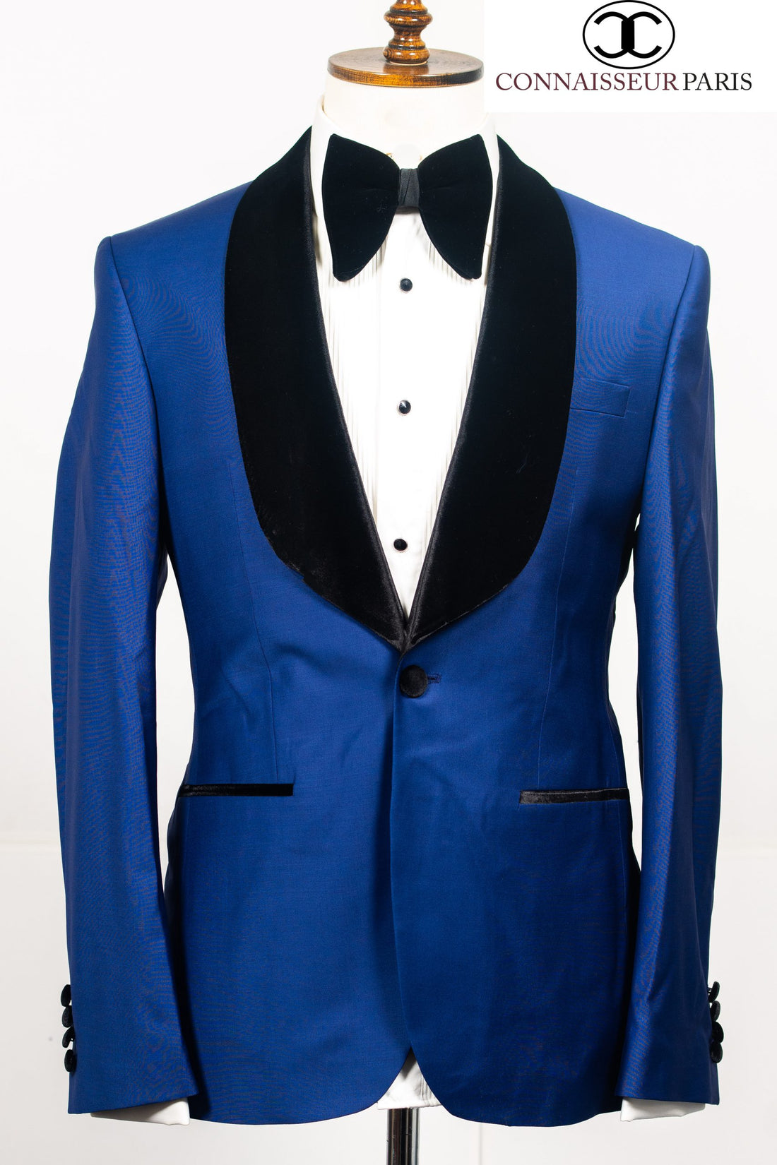 Connaisseur - Royal Blue 2-piece slim fit tuxedo with black velvet shawl lapel