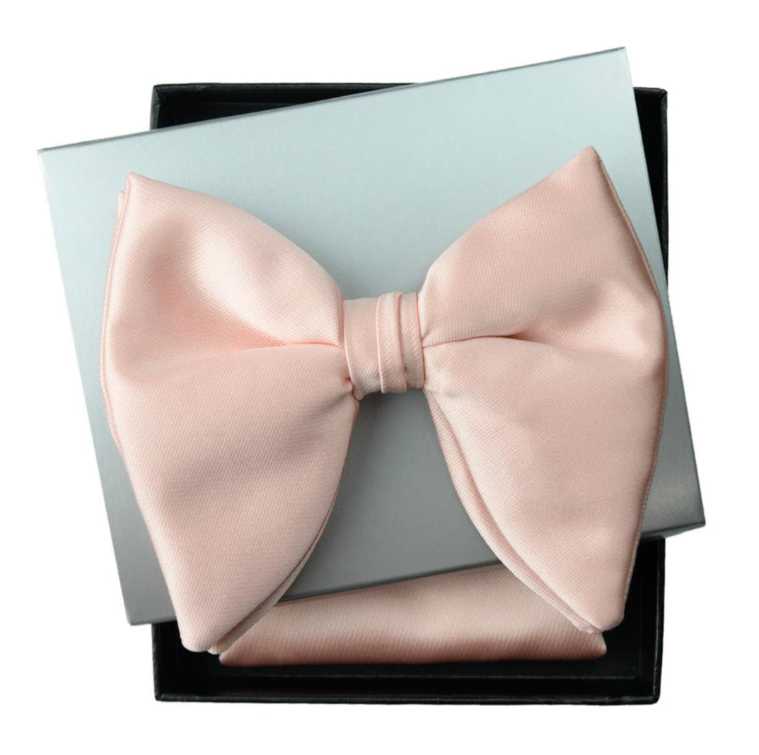 Connaisseur - Salmon Silk blend Butterfly Bow Tie with pocket square