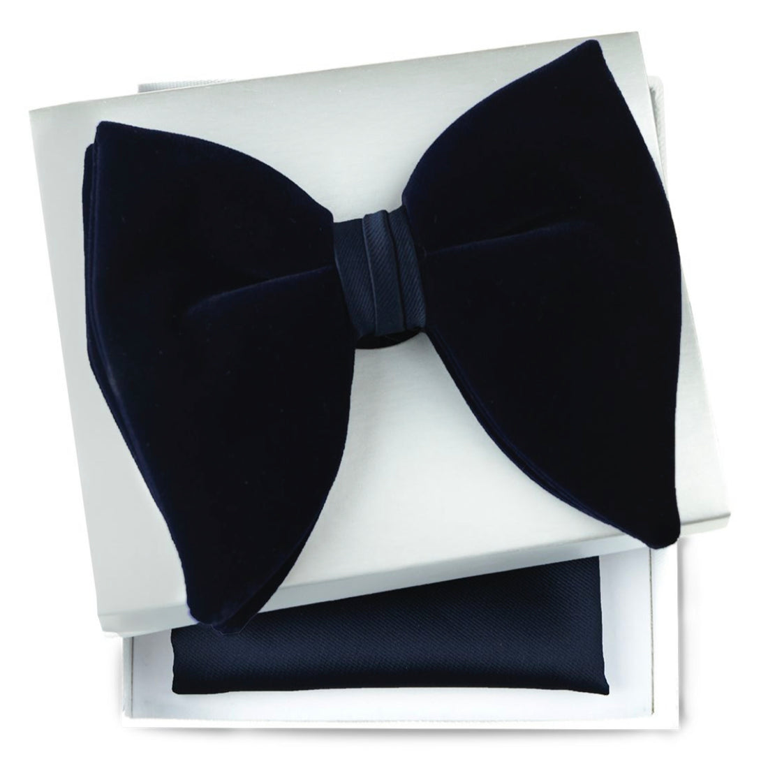 Connaisseur - Navy Blue Butterfly Bow Tie with pocket square
