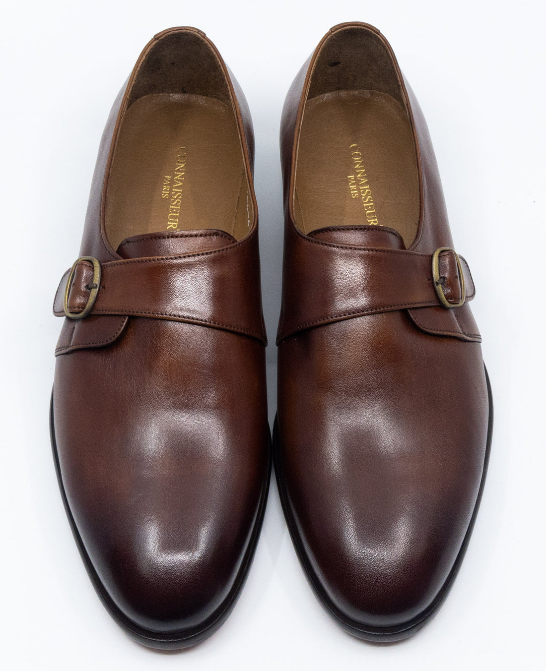 Connaisseur - Brown monk strap plain toe dress shoes