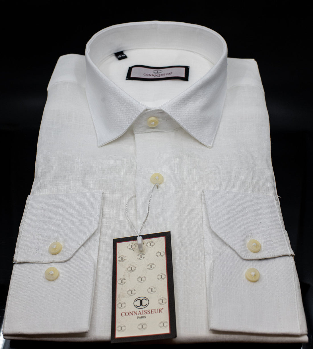 Connaisseur - White linen slim fit dress shirt