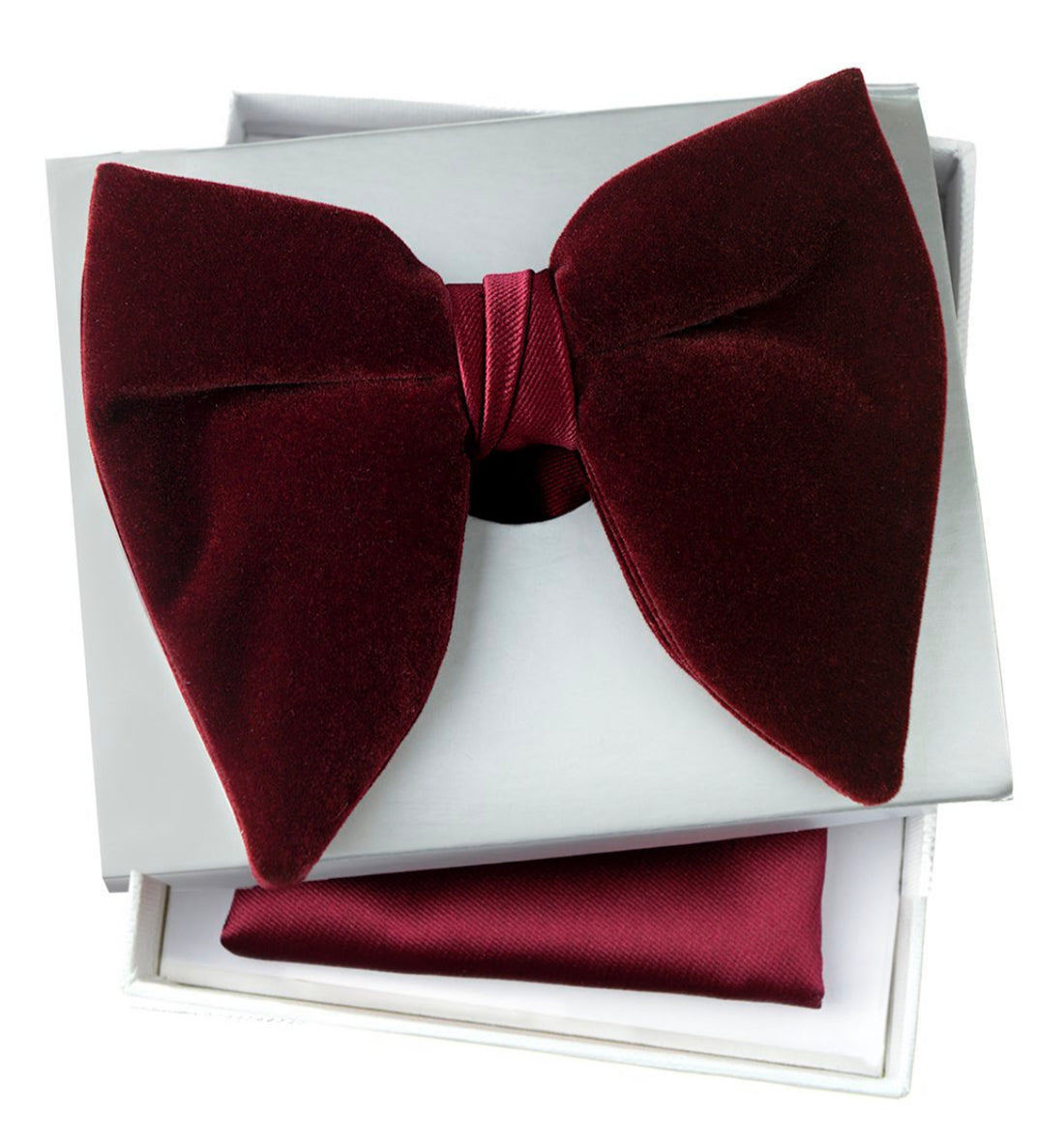 Connaisseur - Burgundy wine Velvet Butterfly Bow Tie with pocket square
