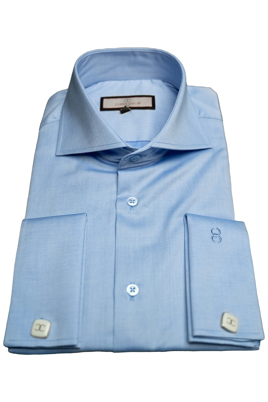 french blue men's dress shirt French Blue Twill Natural Stretch Cotton Dress Shirt