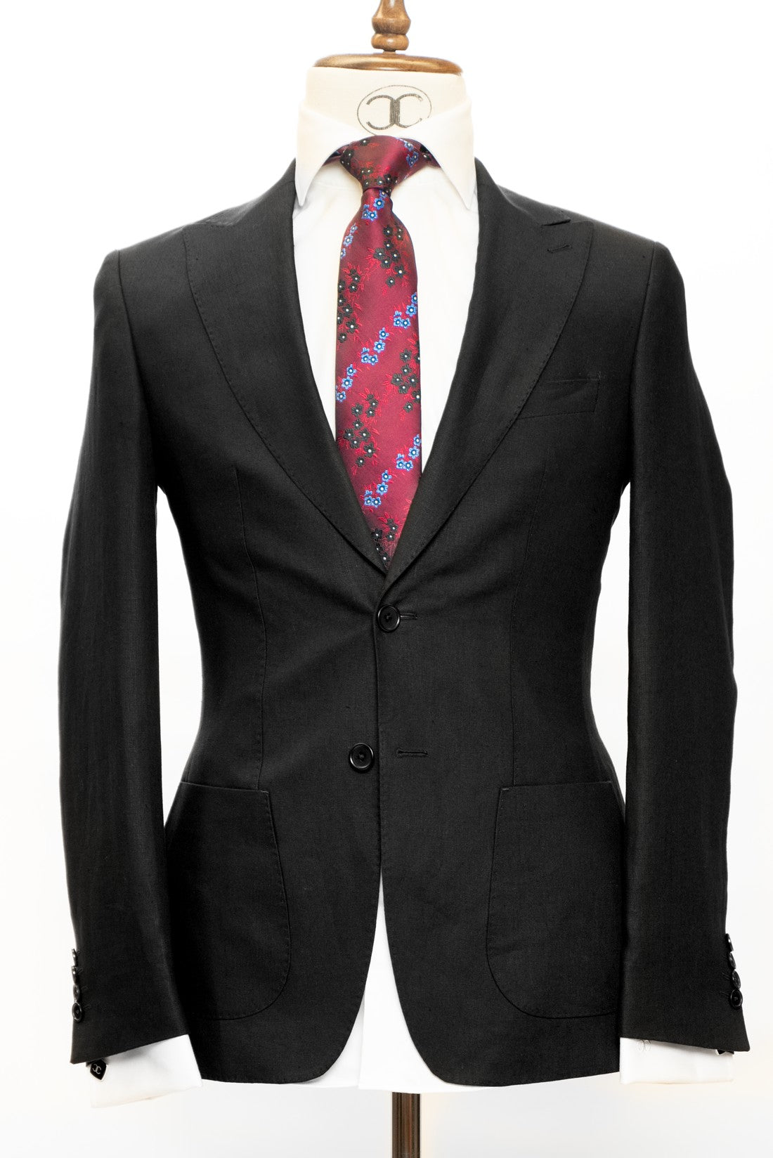 Connaisseur Paris - Black 2 Piece Slim Fit Linen Suit with Patch Pockets