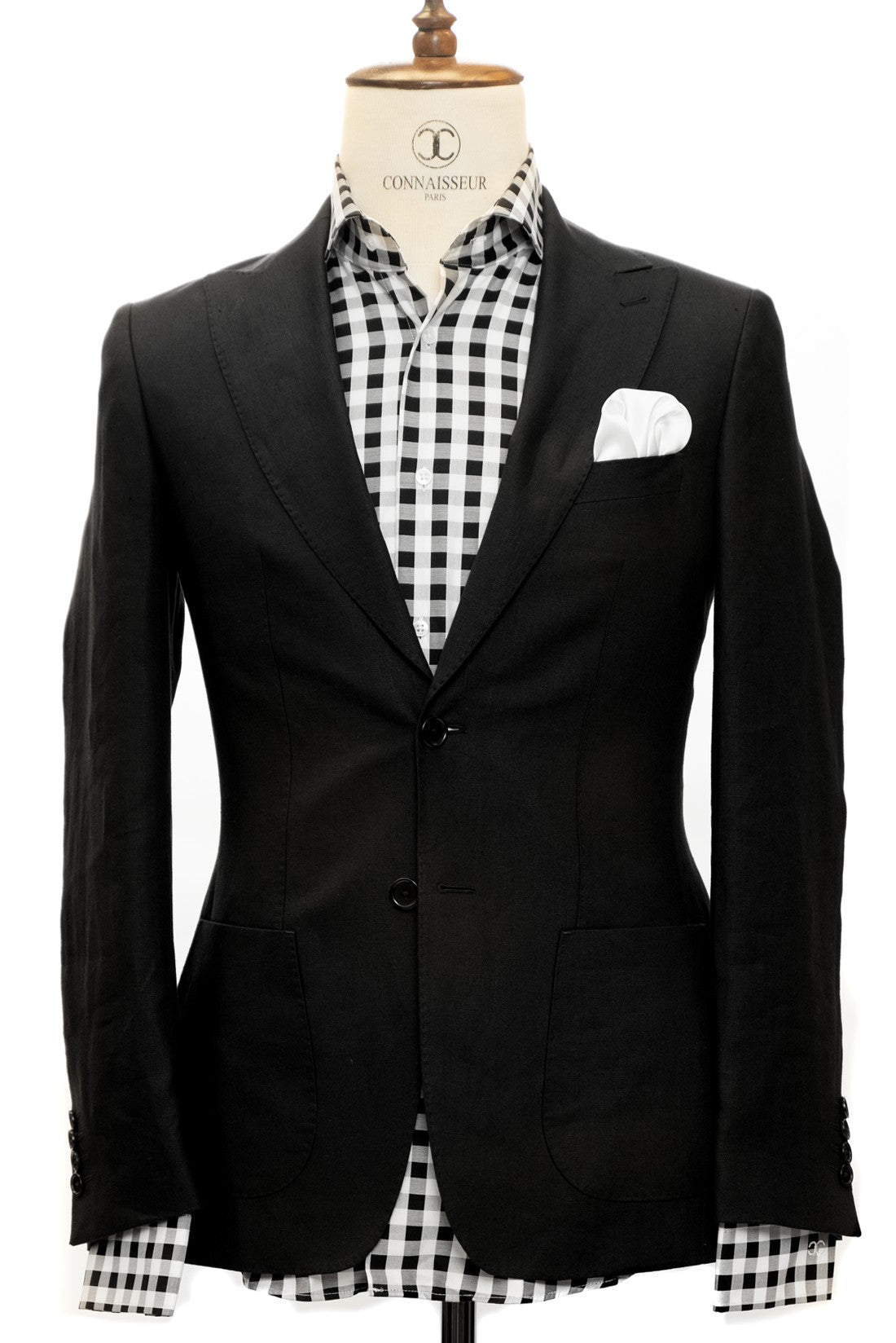 Connaisseur Paris - Black 2 Piece Slim Fit Linen Suit with Patch Pockets