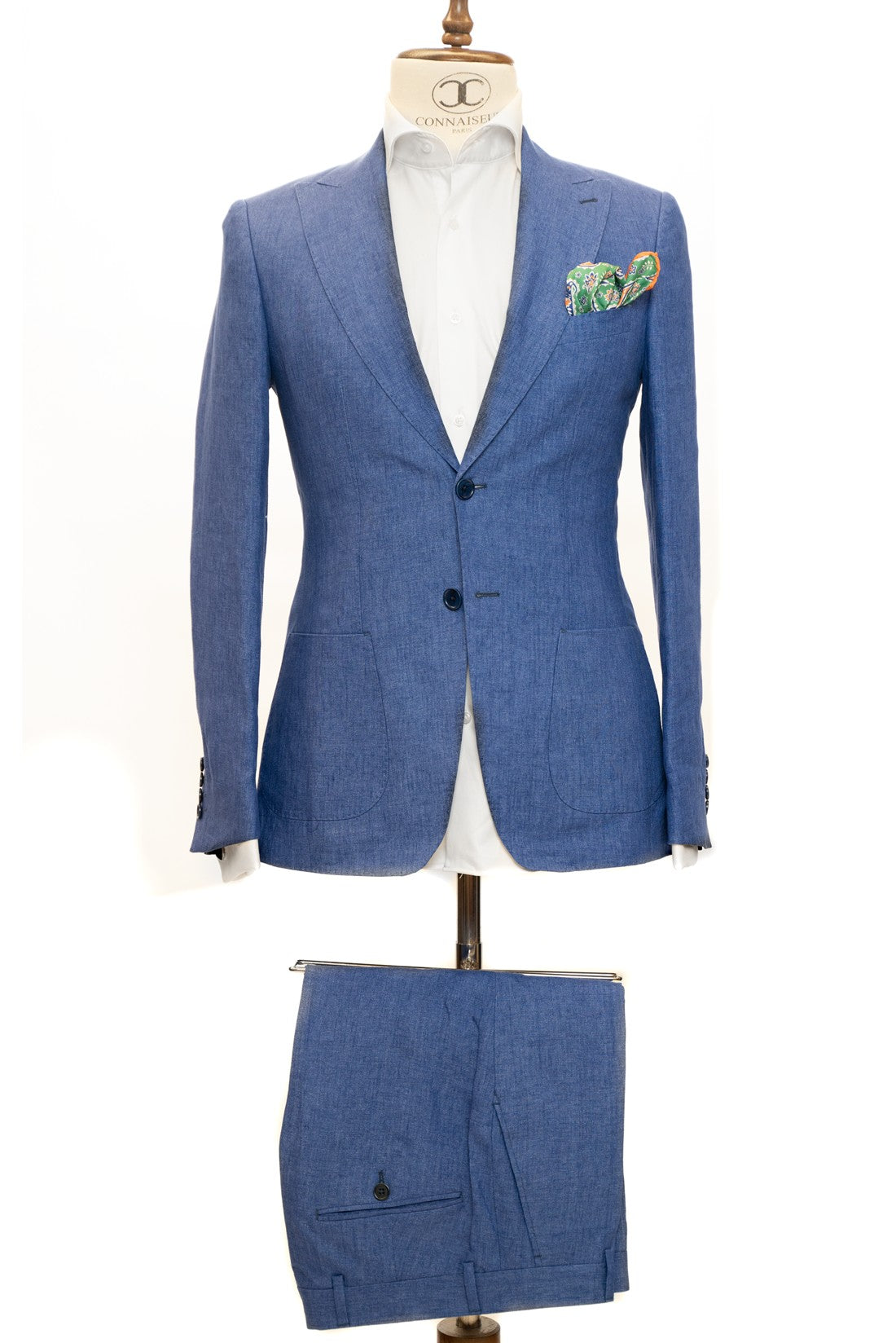 Connaisseur Paris - Light Blue 2 Piece Slim Fit Linen Suit with Patch Pockets