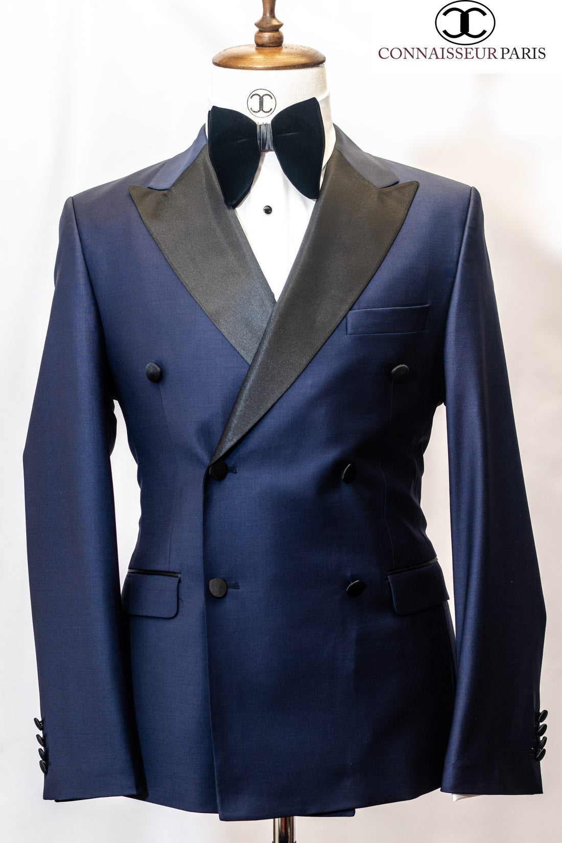 Connaisseur - Navy Blue Double Breasted slim fit tuxedo with peaked lapel