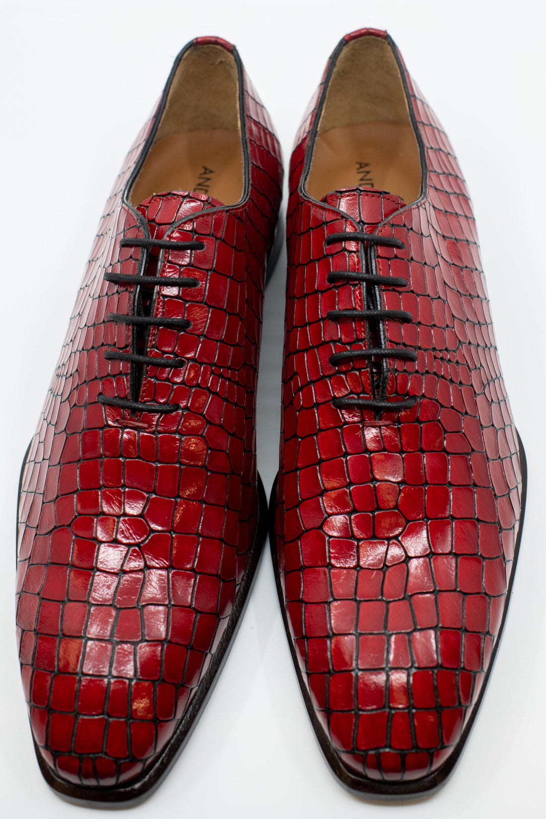 Andrea Nobile - Red croc print whole cut oxford laced dress shoes