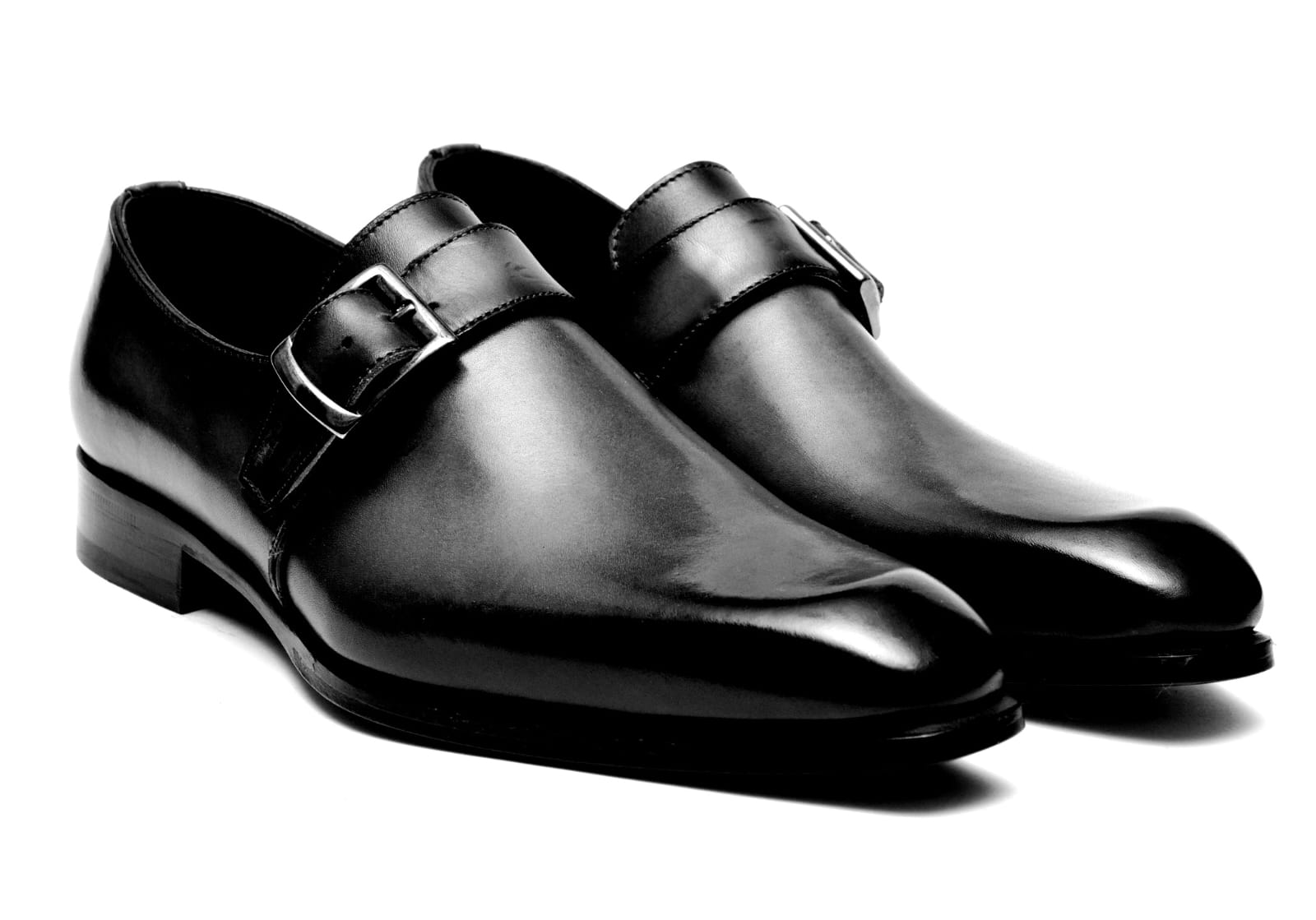 Filangieri - Black Oxford Leather Dress Shoes with Monk Strap 