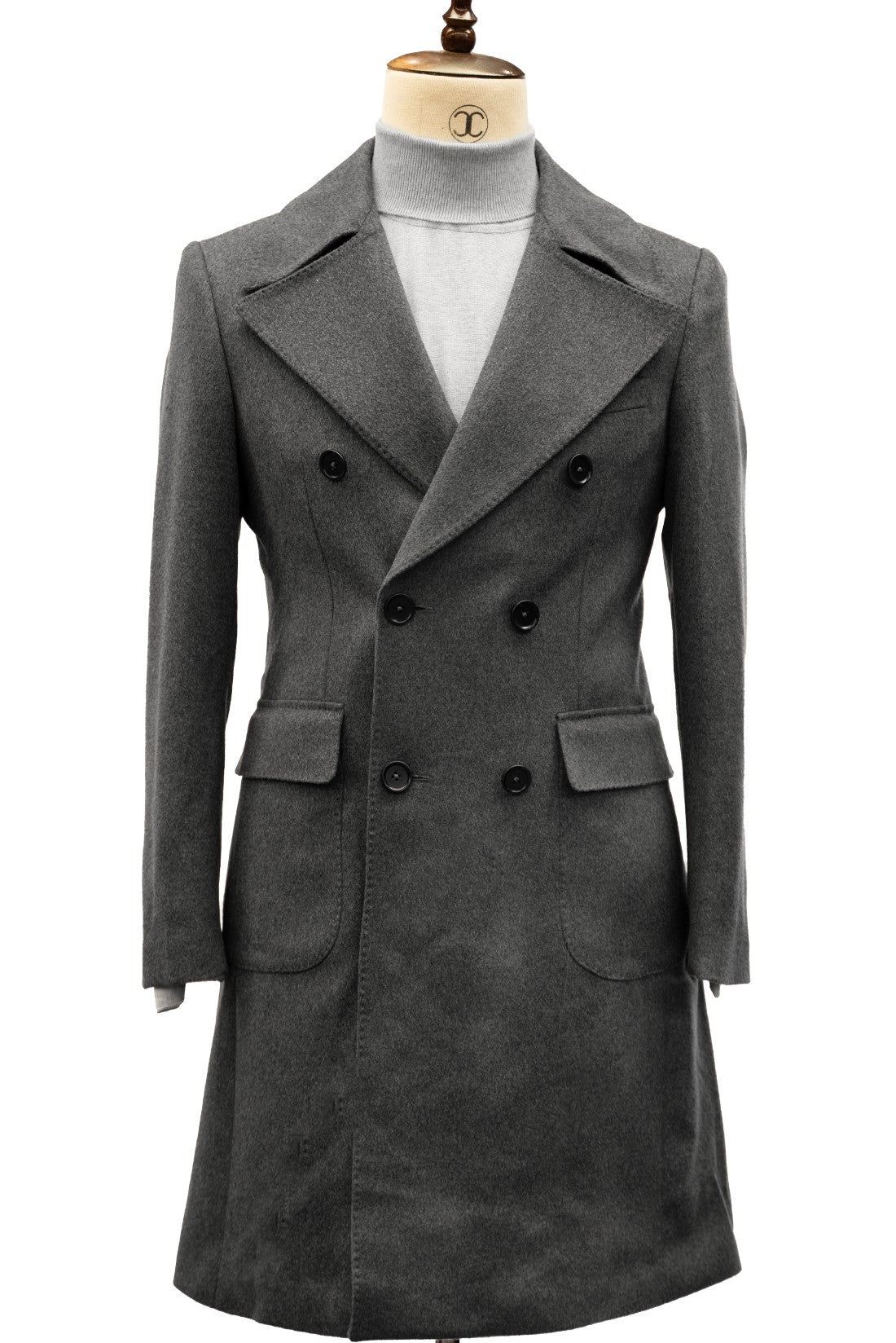 CONNAISSEUR PARIS - Elegant Ash Cashmere Wool Slim Fit Overcoat