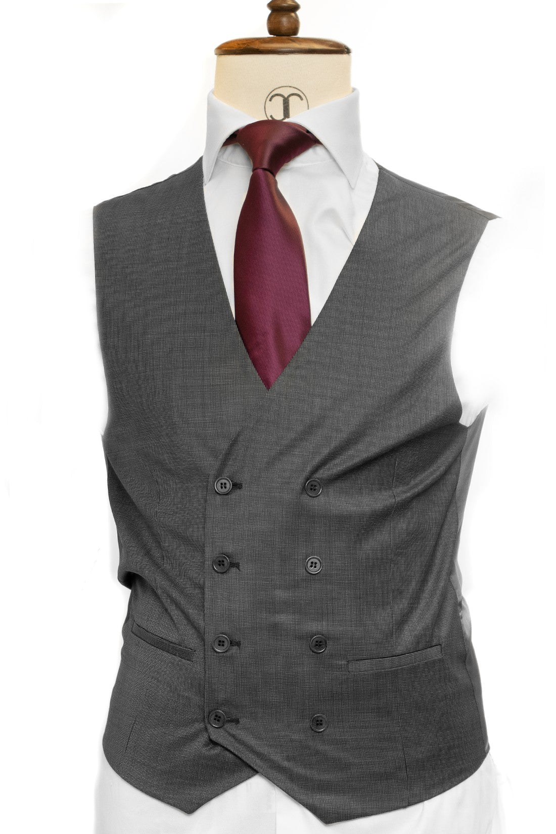 Lanificio Mario Filafil - Grey 3-piece slim fit suit with double breasted V vest.