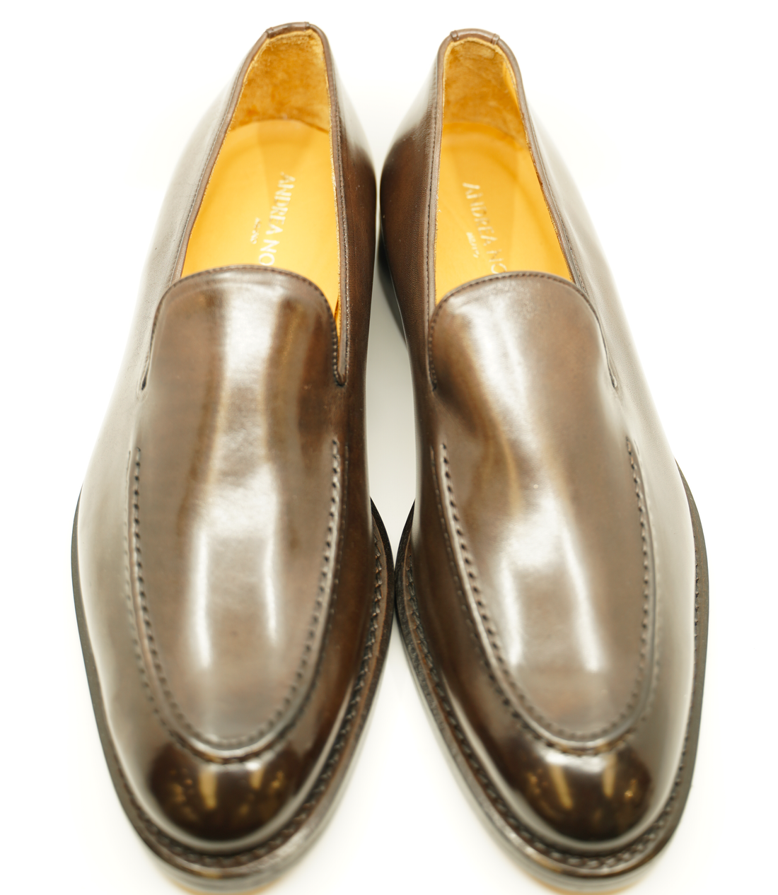 Andrea Nobile - Coffee Brown leather dress loafer with burgundy sole