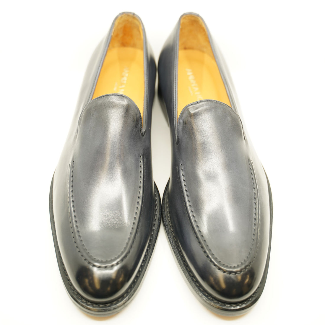 Andrea Nobile - Grey leather dress loafer with burgundy sole