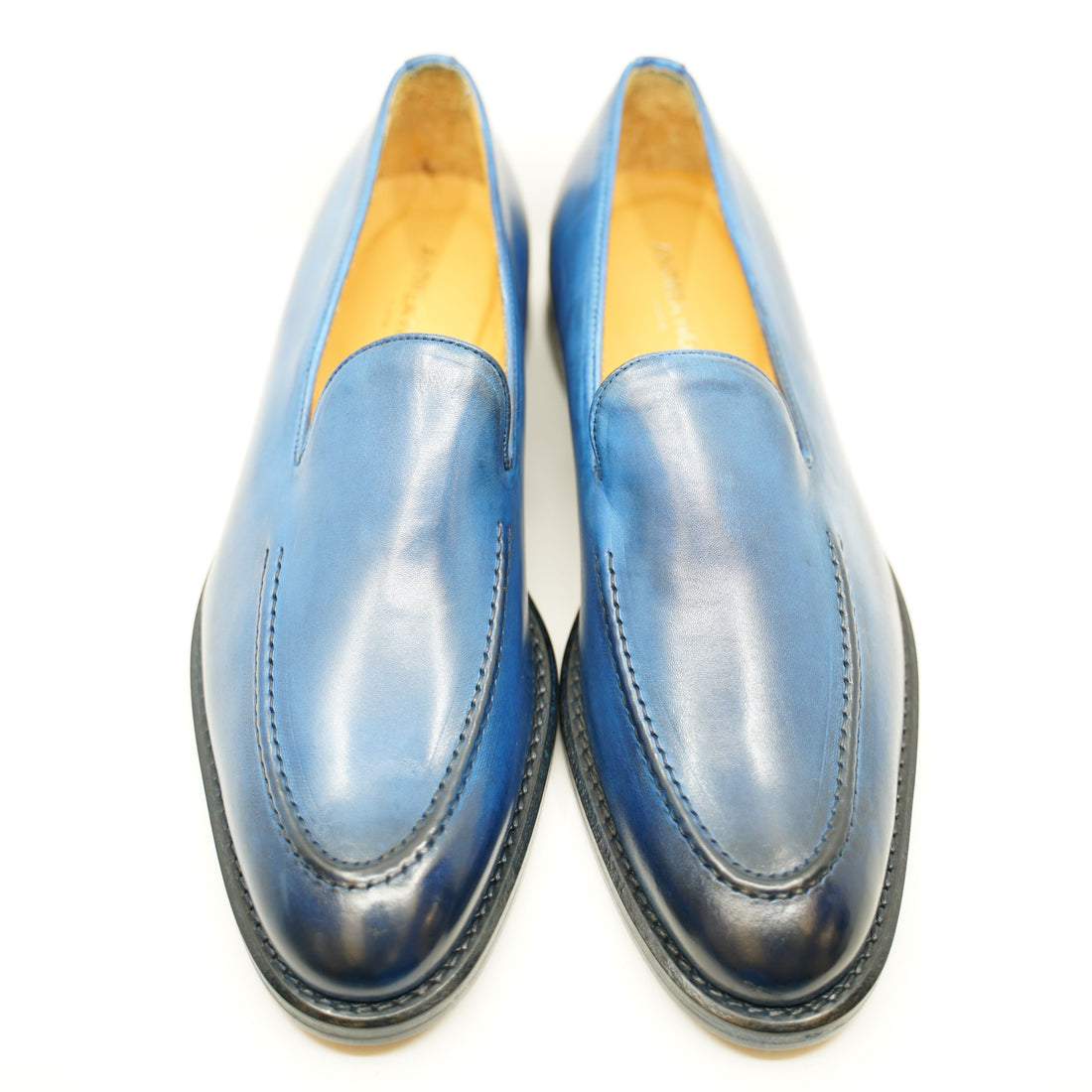 Andrea Nobile - Light Blue leather dress loafer with burgundy sole
