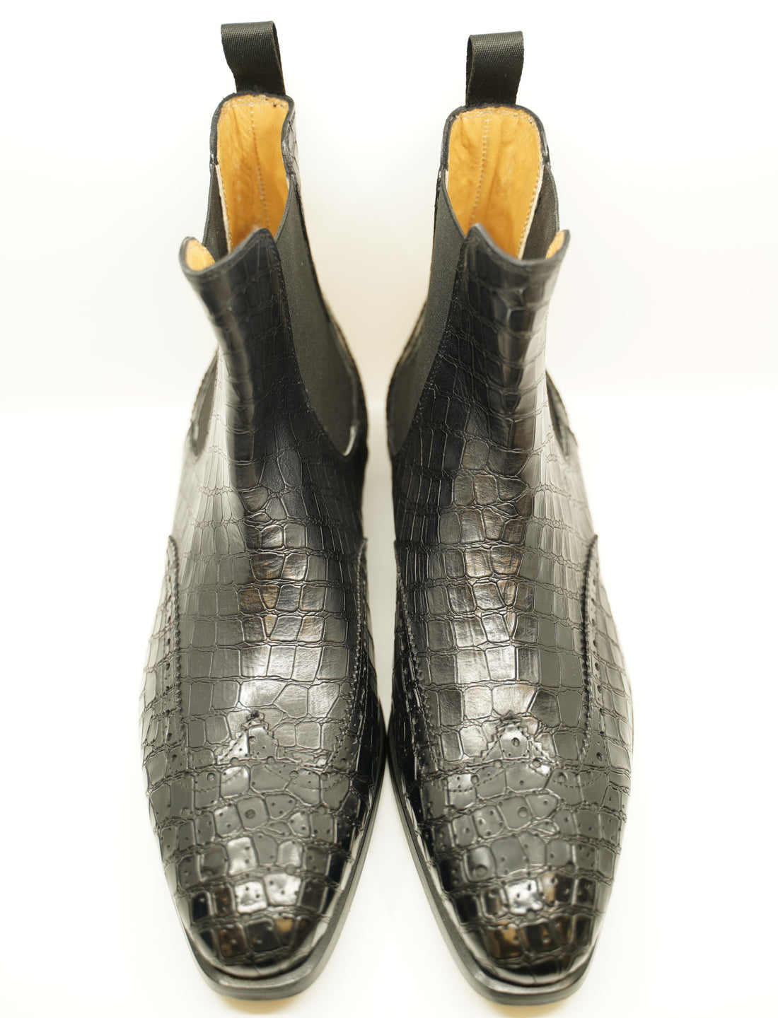 Filangieri - Black Chelsea wingtip croc print ankle boots