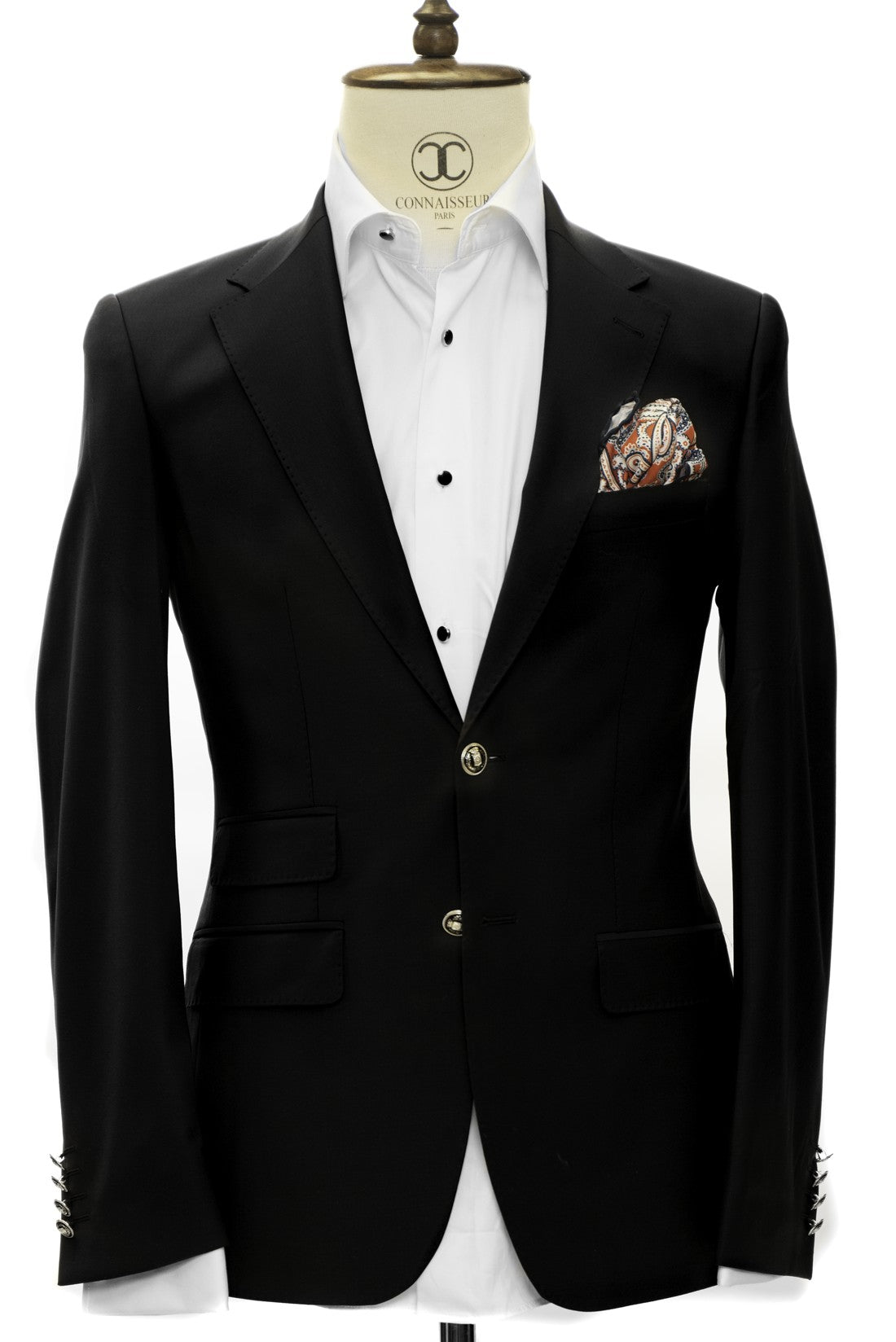 Lanificio Mario - Black Slim Fit Blazer with Metal Buttons