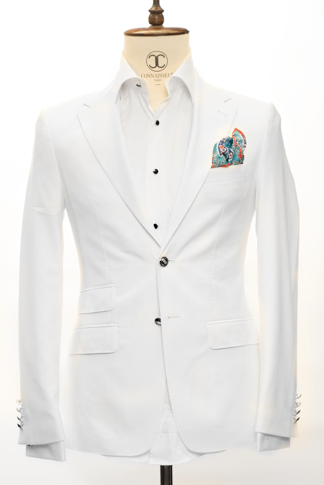 Lanificio Mario - White Slim Fit Blazer with Metal Buttons