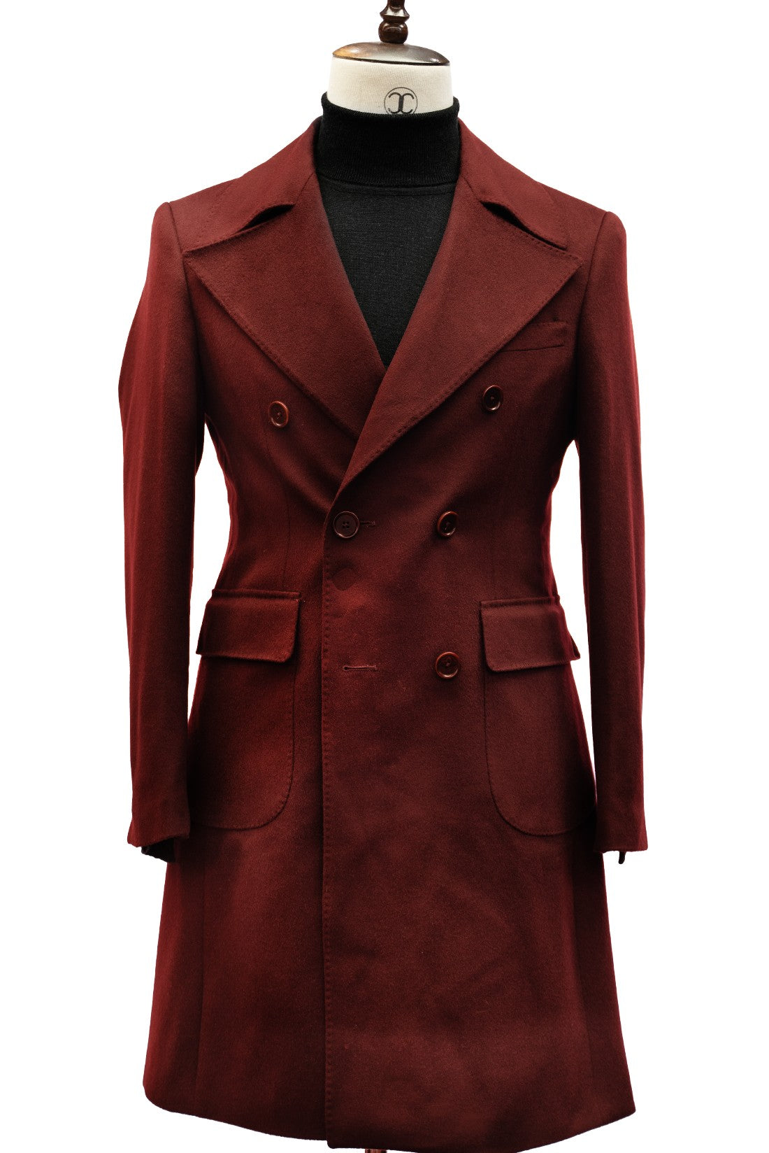 CONNAISSEUR PARIS - Royal Red Cashmere Wool Slim Fit Overcoat