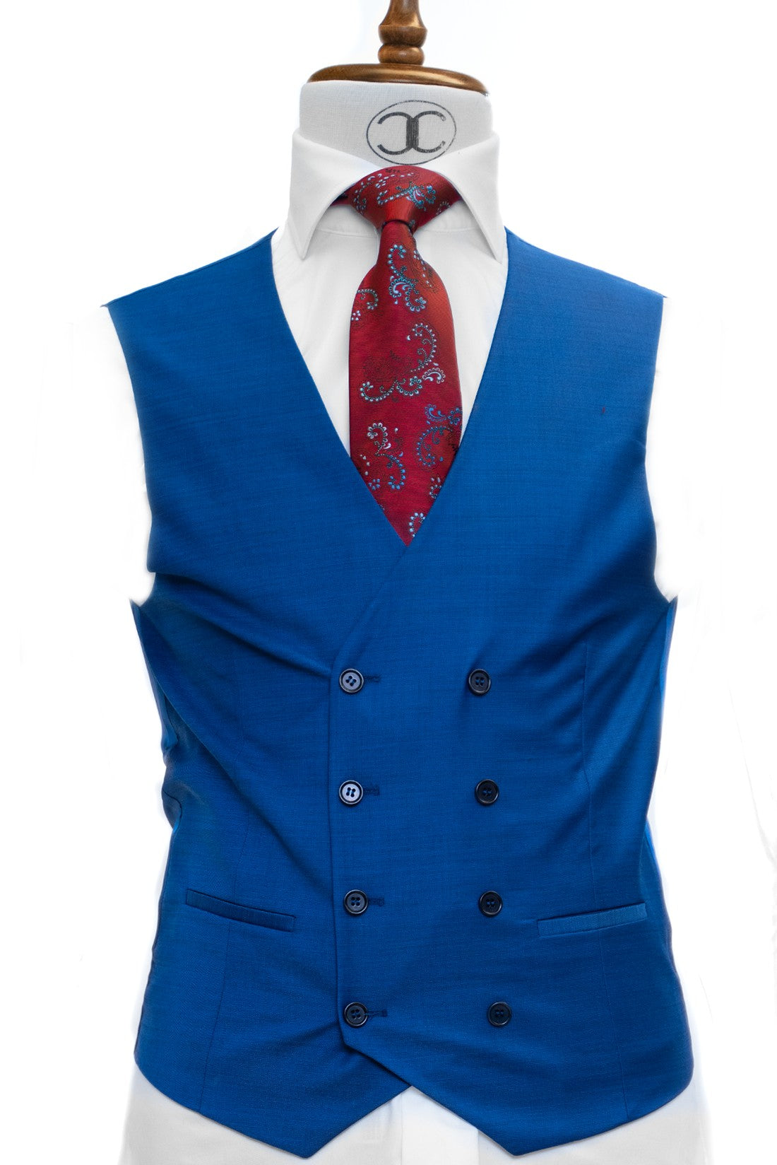 Lanificio Mario Filafil - Royal Blue 3-piece slim fit suit with double breasted V vest.