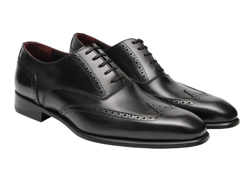 Filangieri - Black Oxford Wing Tip Leather Lace Up Dress Shoe