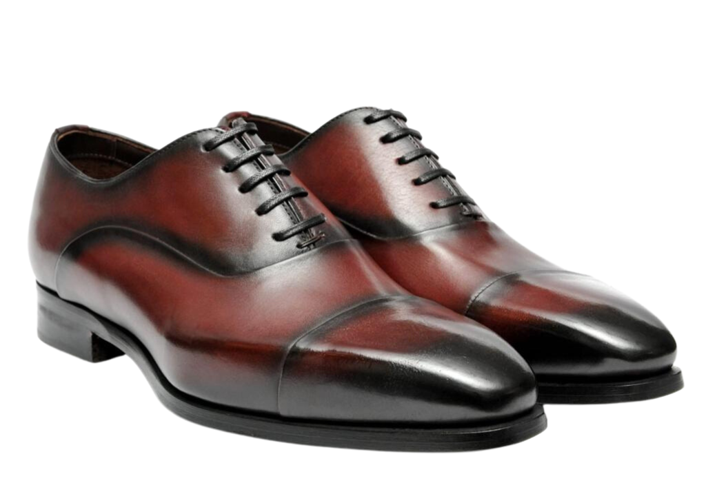 Filangieri - Burgundy Oxford Cup Toe Laced Up Leather Dress Shoes